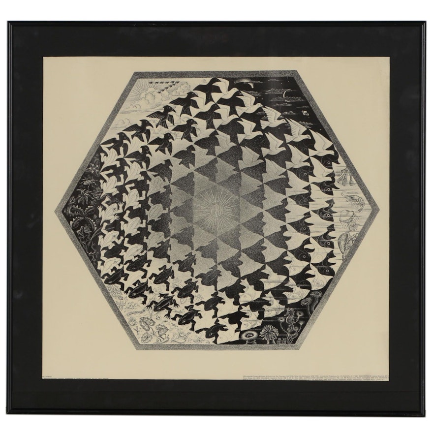 Offset Lithograph after M.C. Escher "Verbum (Earth, Sky, and Water) "
