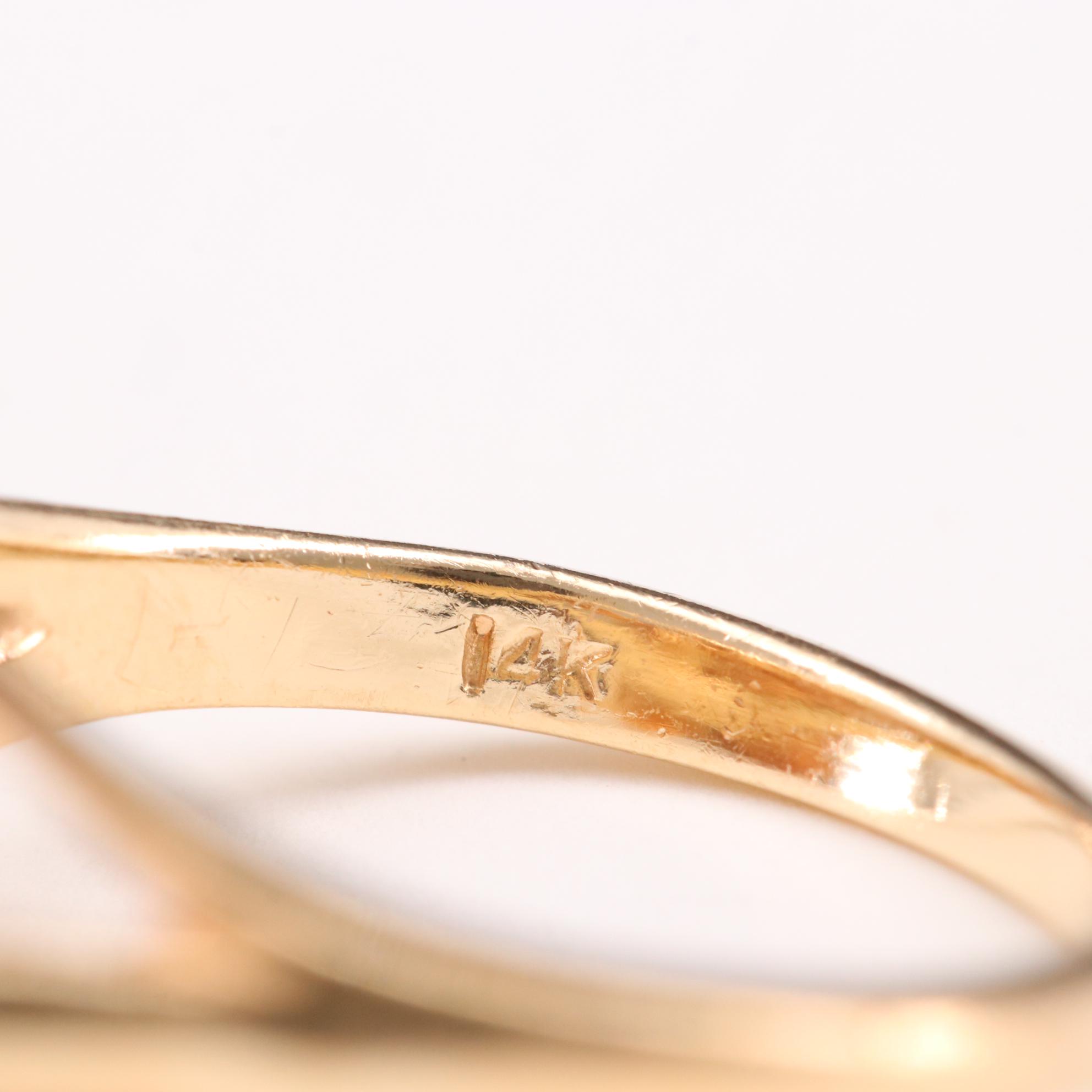 14K Yellow Gold Diamond Flower Ring