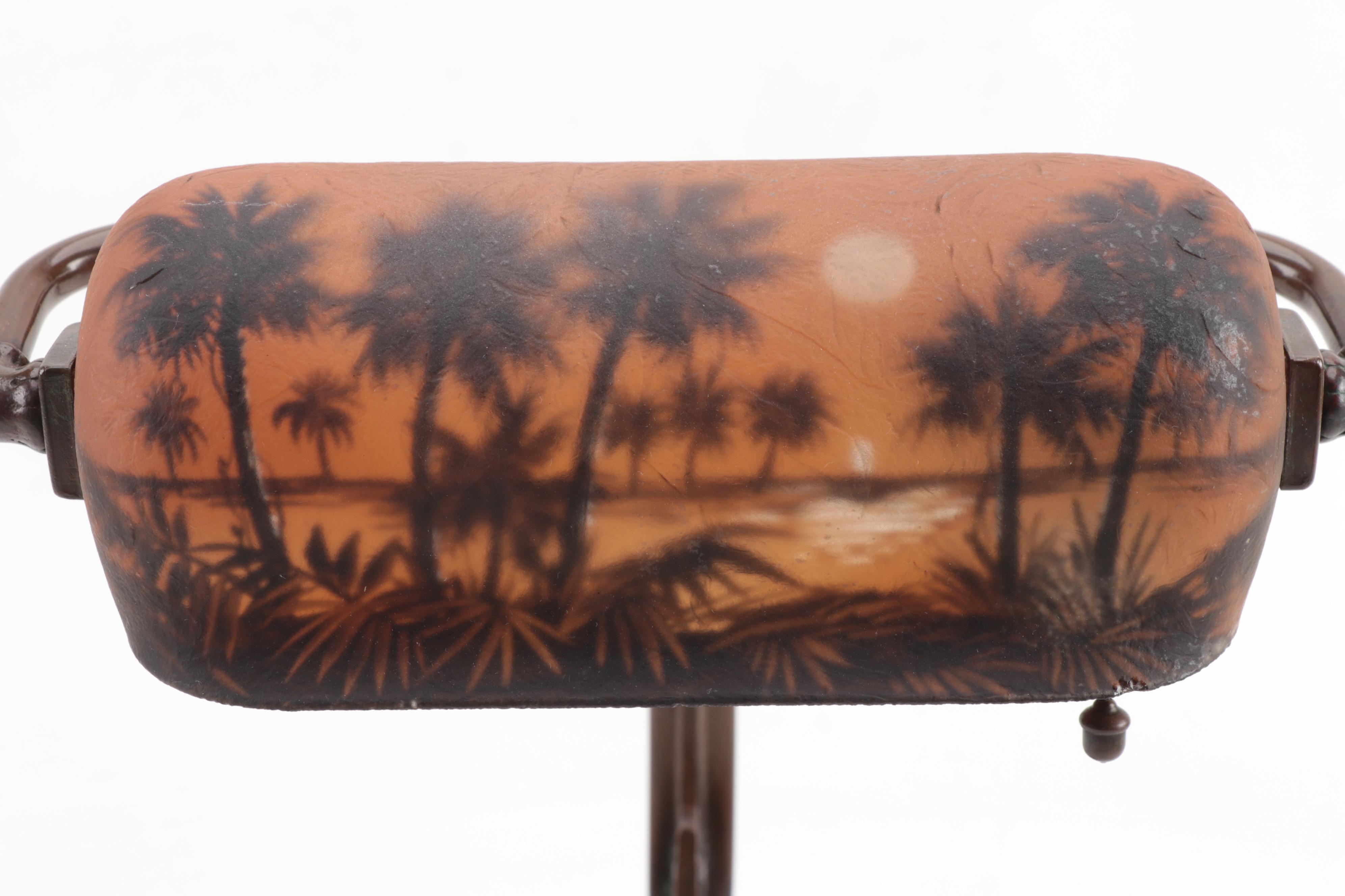 Handel Bronzed Metal Adjustable Desk Lamp with Reverse Painted Glass Shade