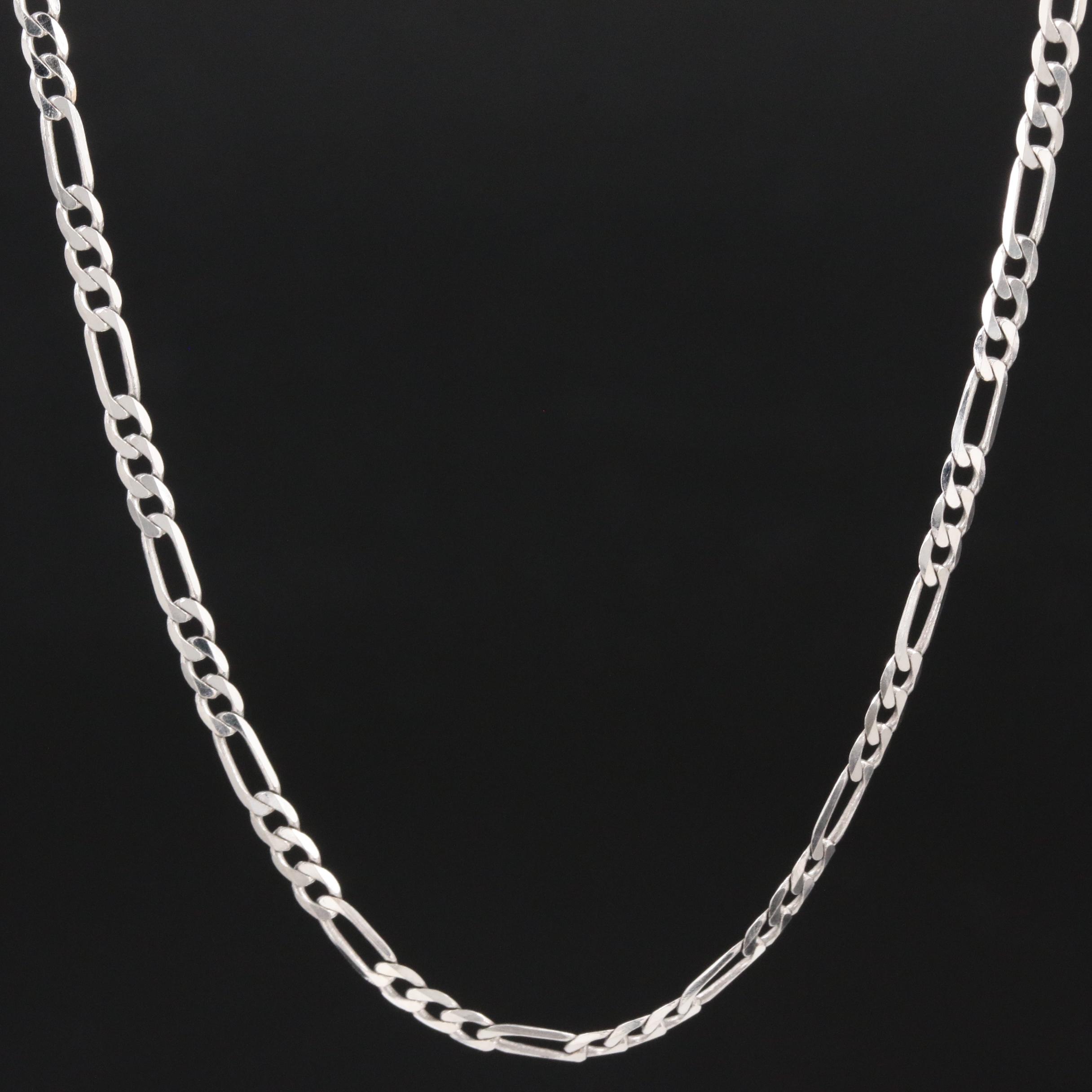 14K White Gold Figaro Link Chain