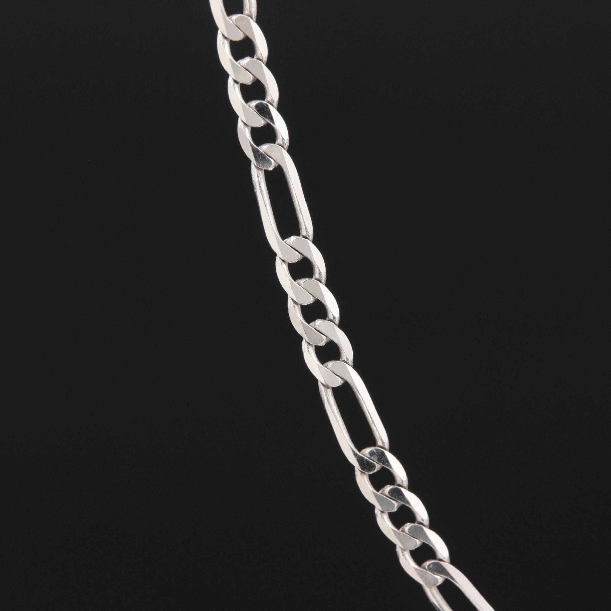 14K White Gold Figaro Link Chain