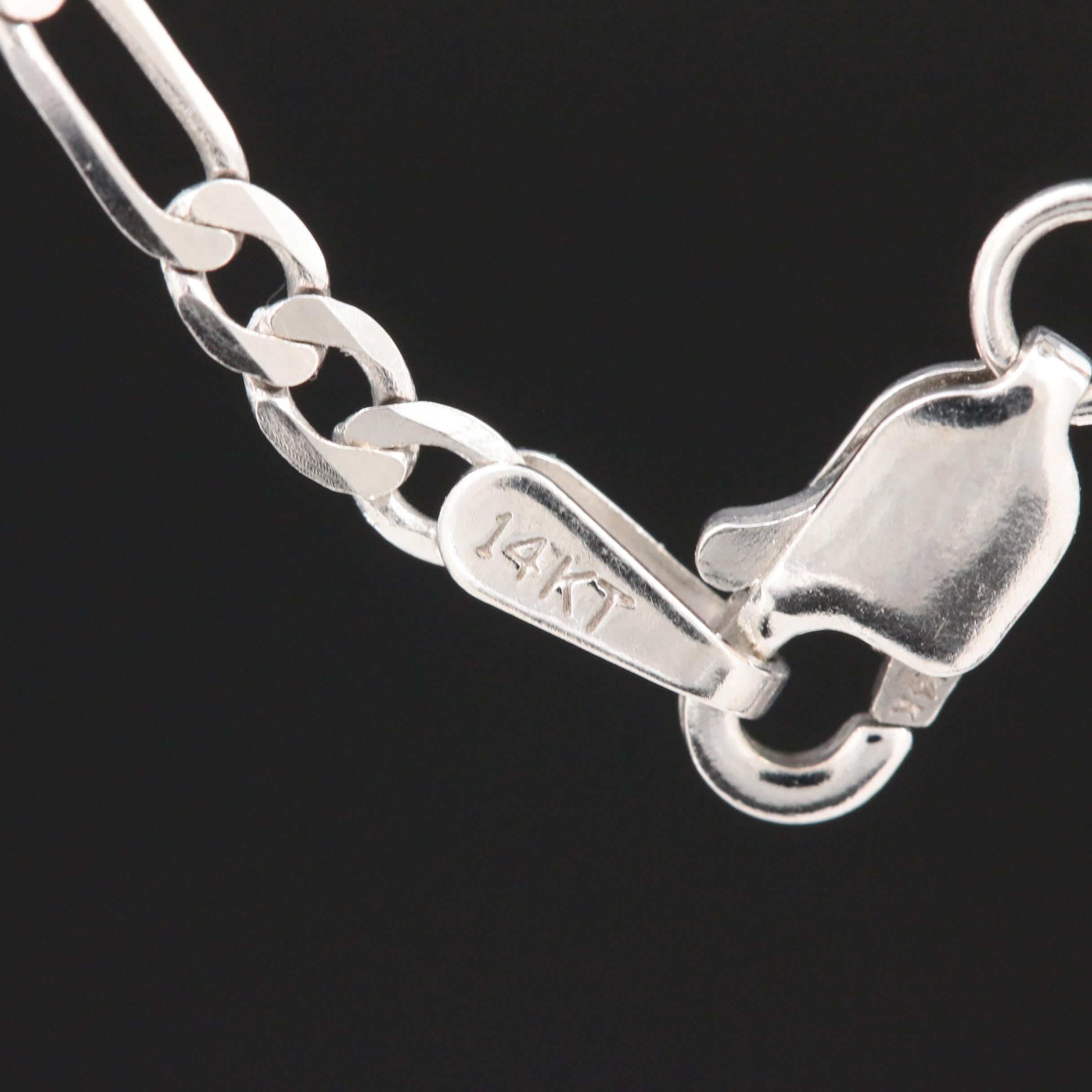 14K White Gold Figaro Link Chain