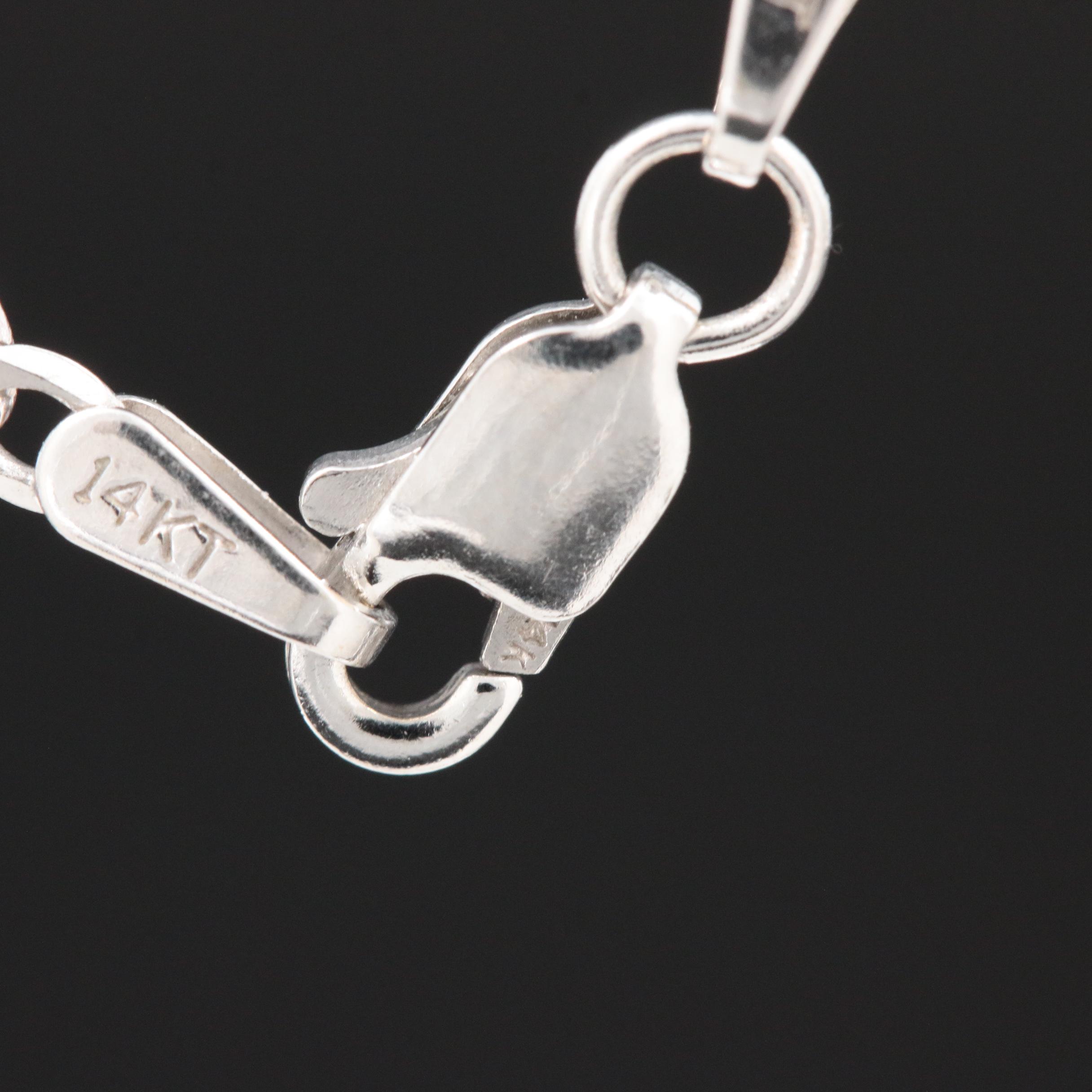 14K White Gold Figaro Link Chain