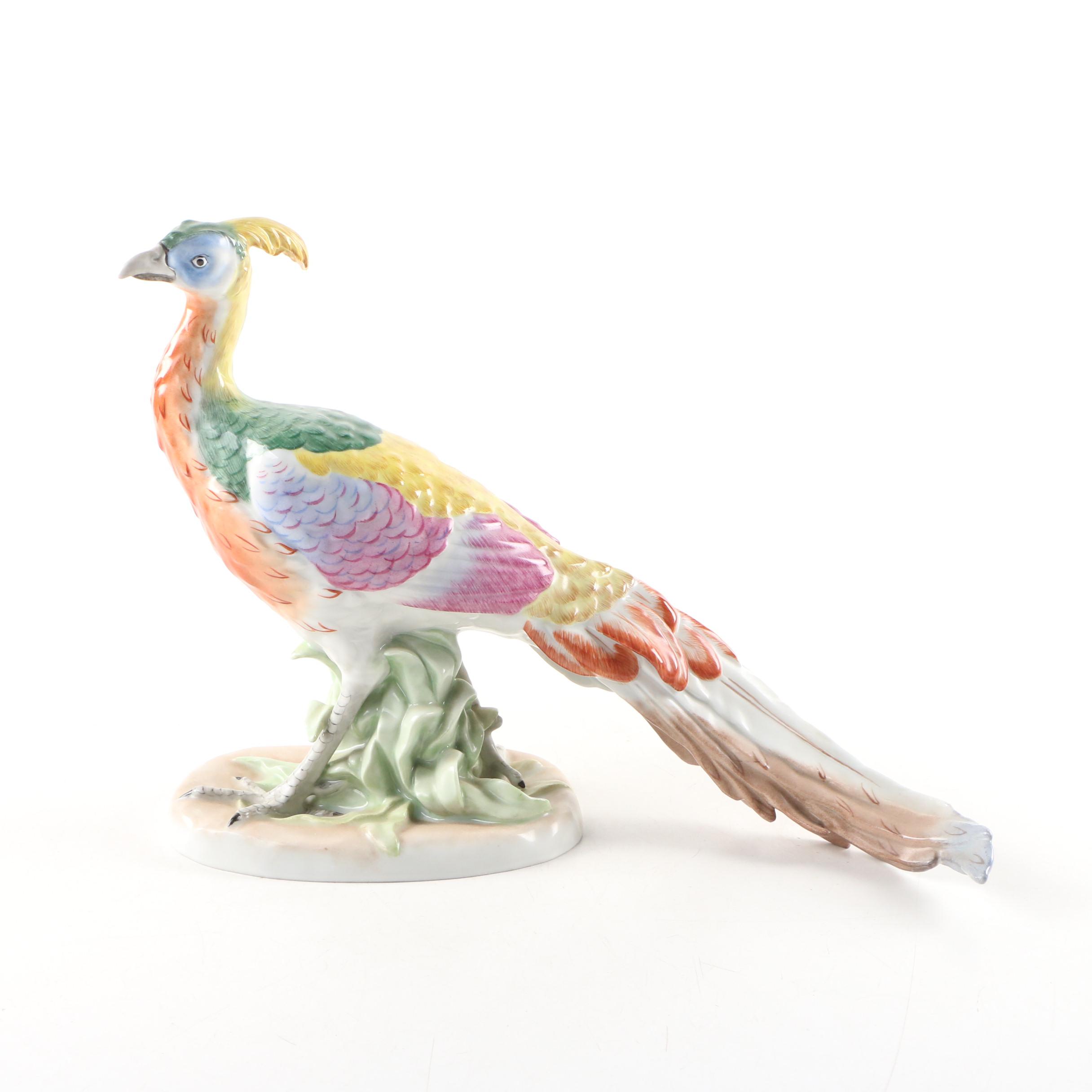 German Dresden Porcelain Peacock Figurine