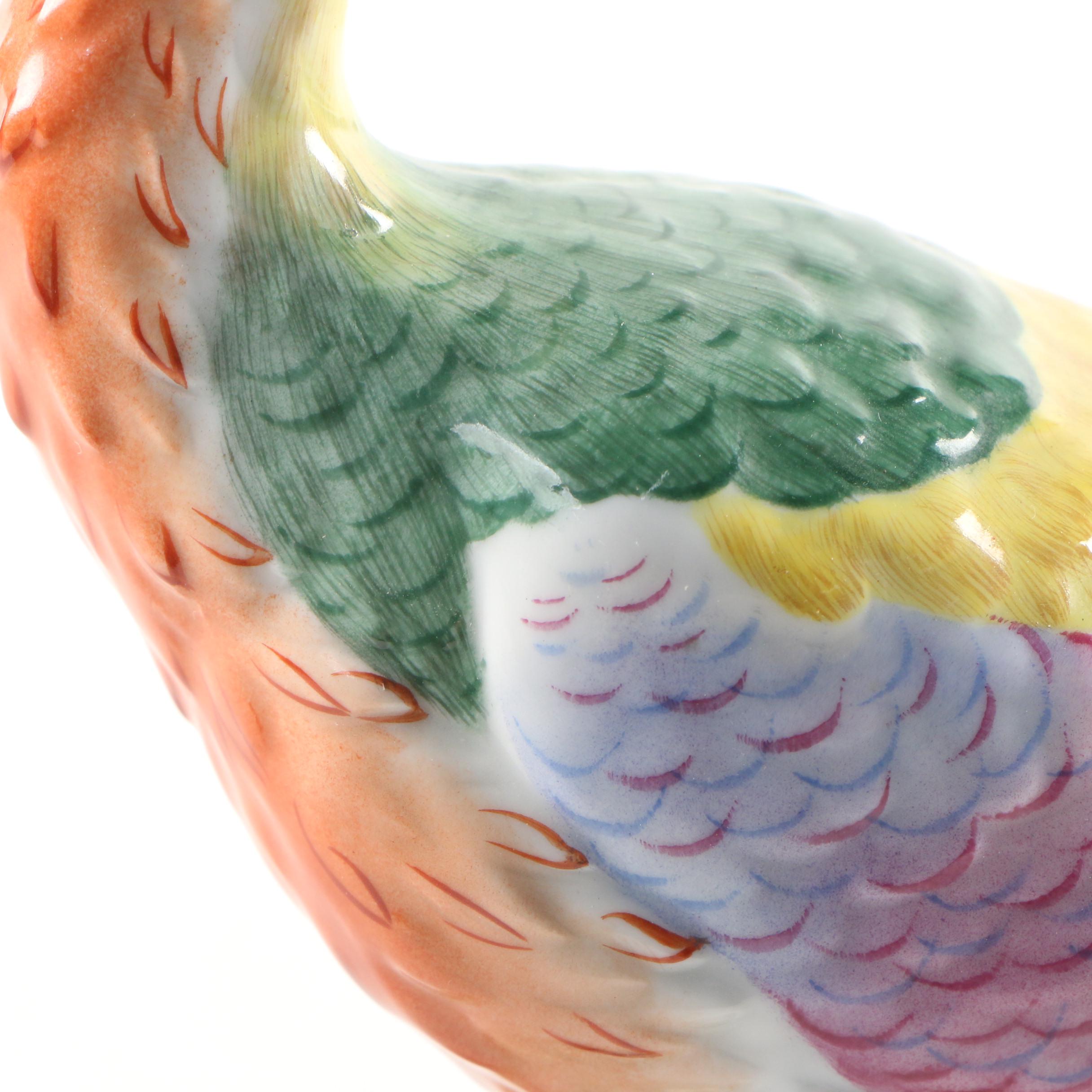 German Dresden Porcelain Peacock Figurine