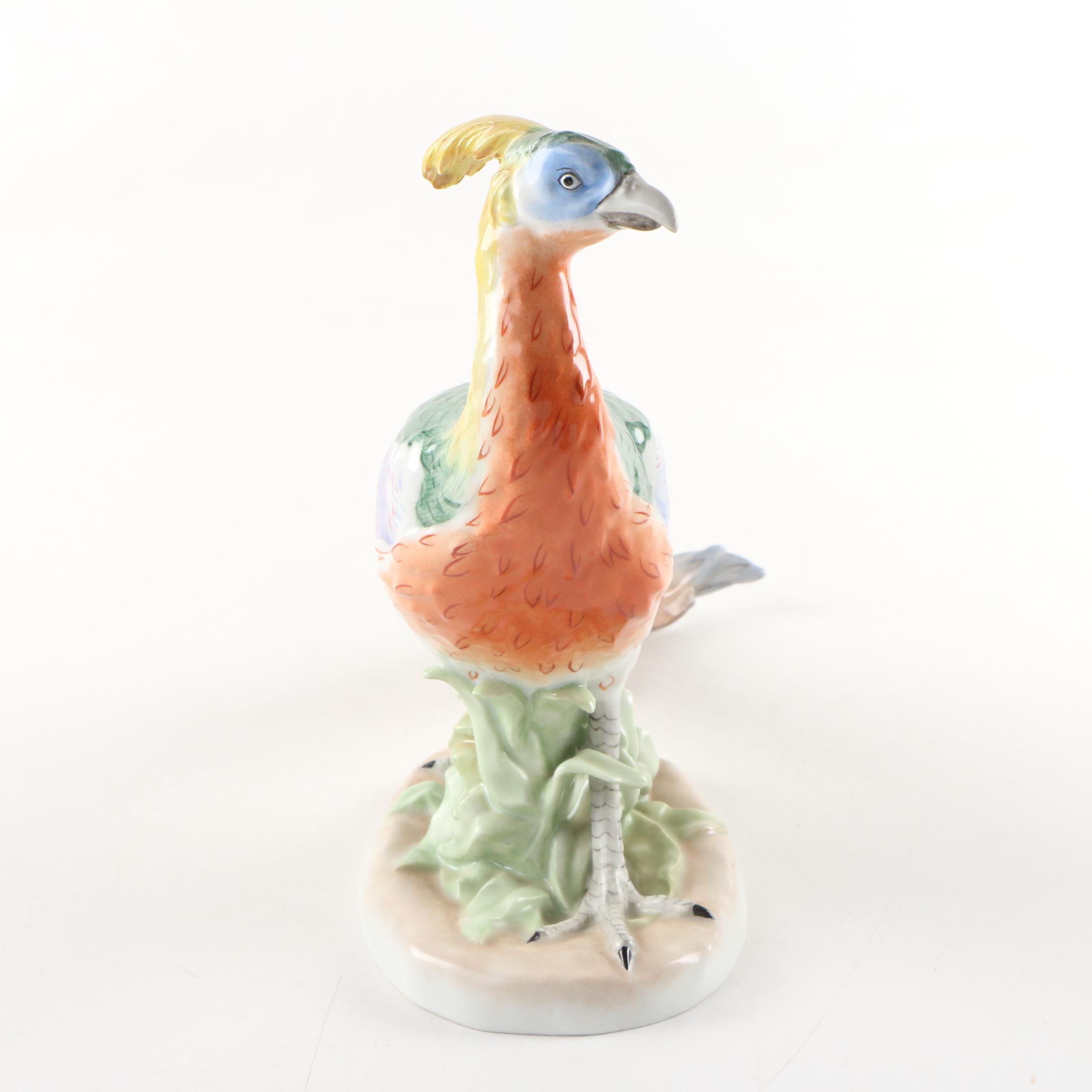 German Dresden Porcelain Peacock Figurine