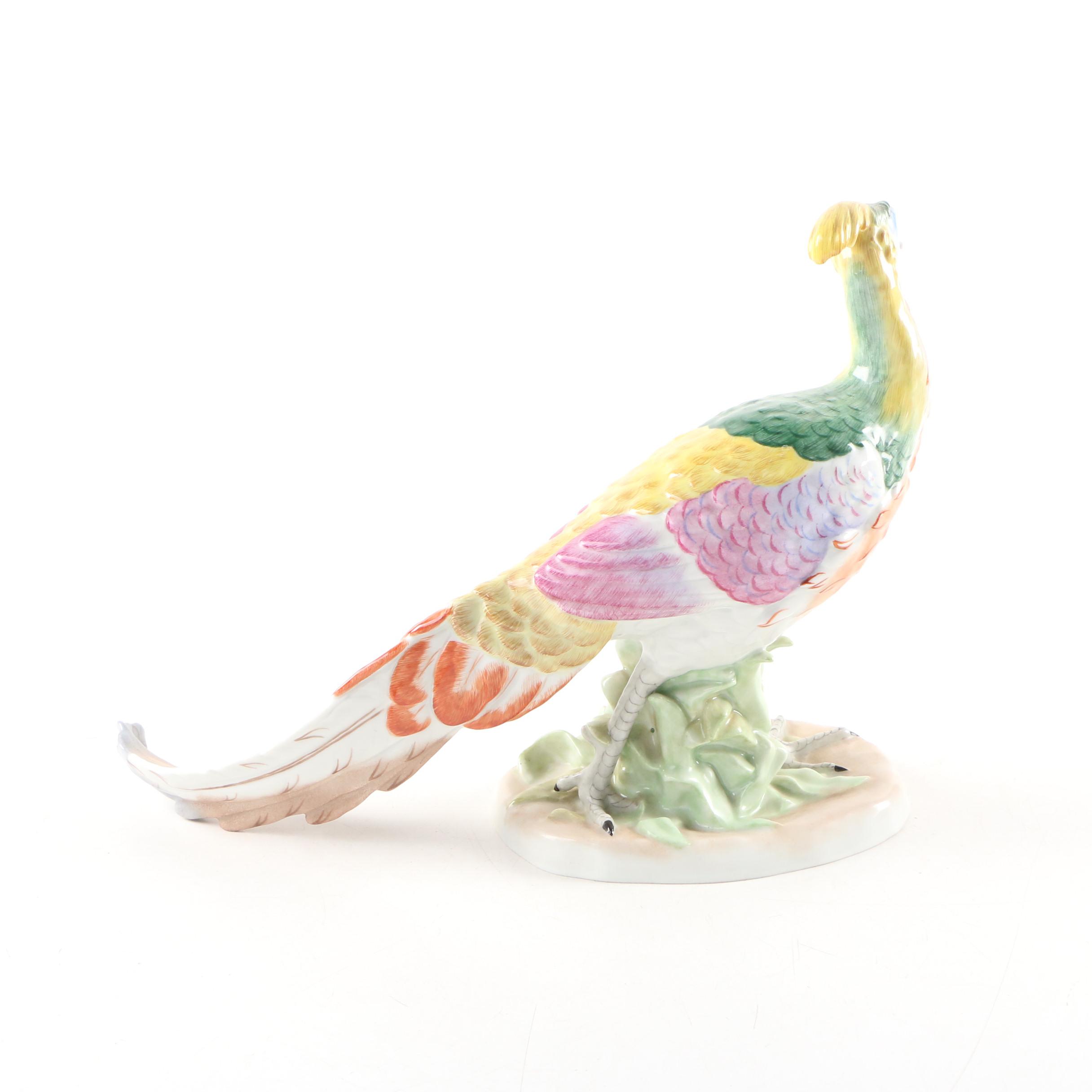 German Dresden Porcelain Peacock Figurine