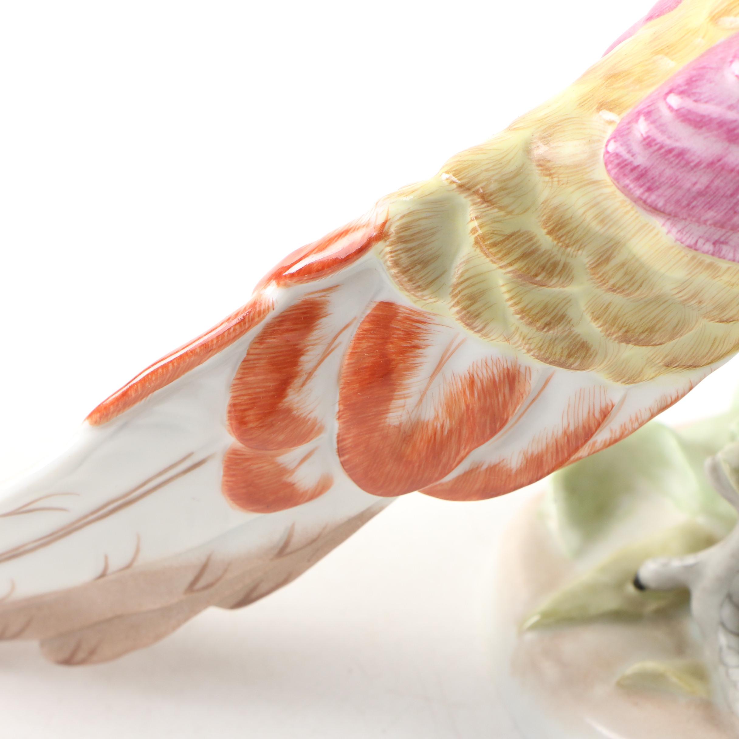 German Dresden Porcelain Peacock Figurine