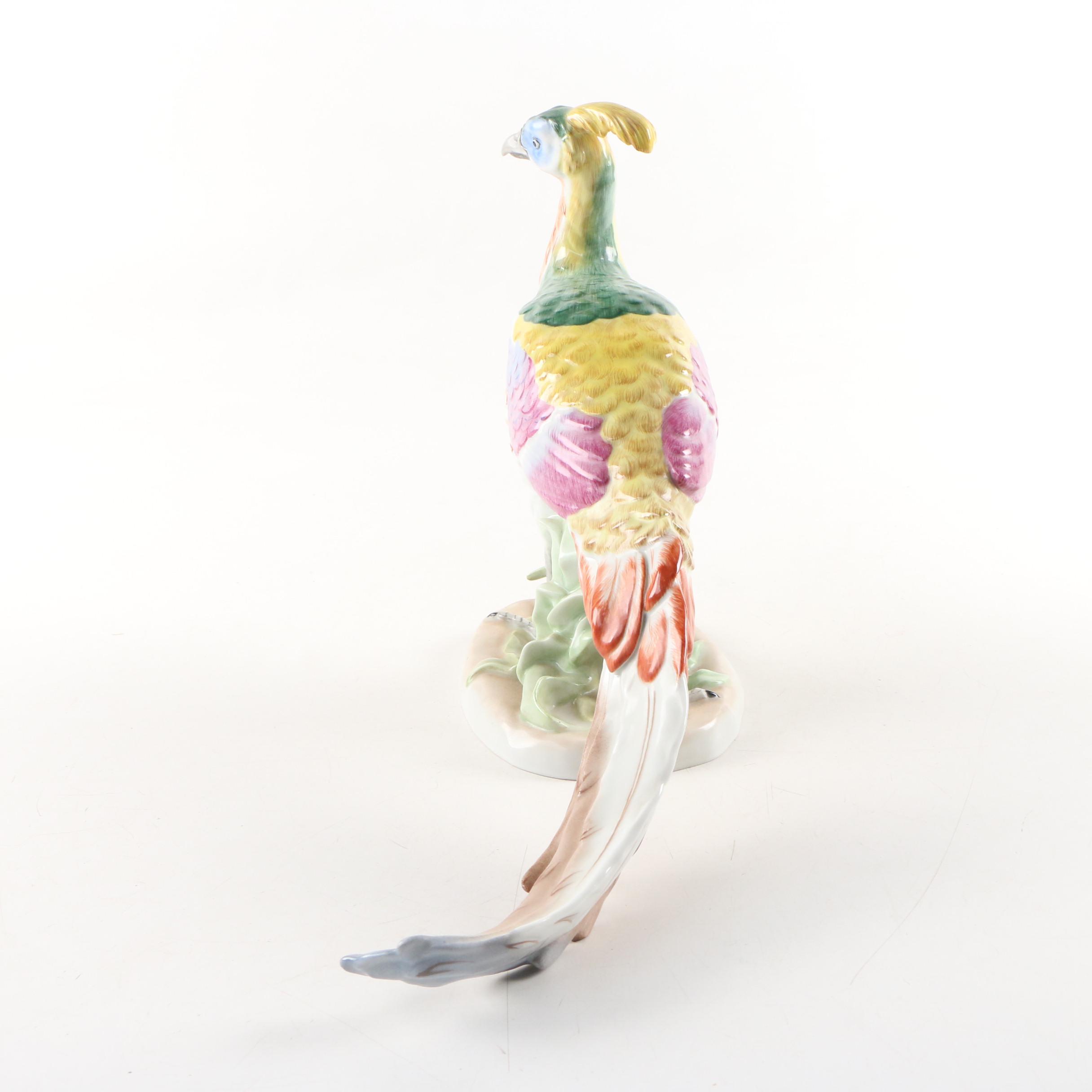 German Dresden Porcelain Peacock Figurine