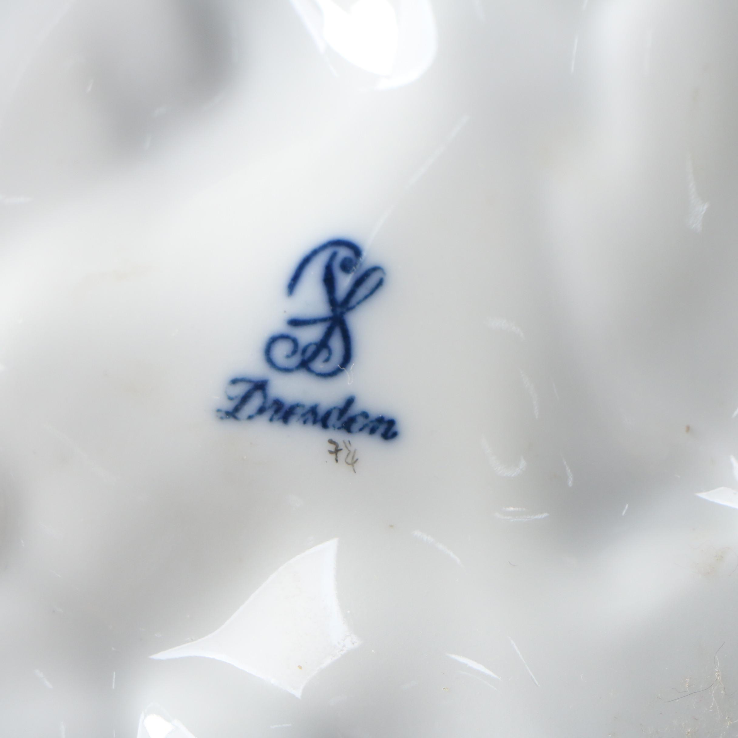 German Dresden Porcelain Peacock Figurine