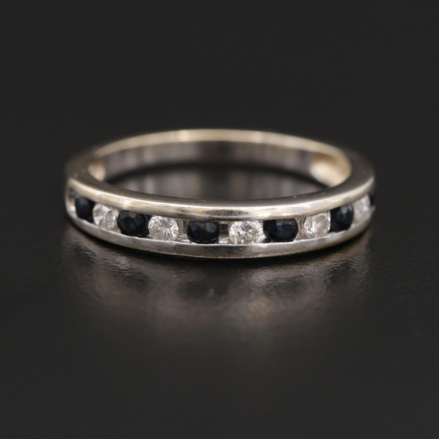 14K Gold Sapphire and Diamond Channel Band