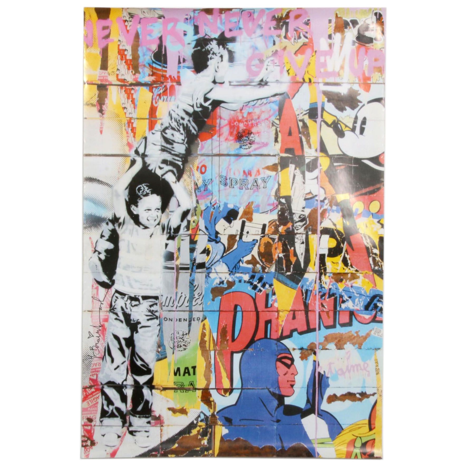 Offset Poster Print after Mr. Brainwash "Never Never Give Up"