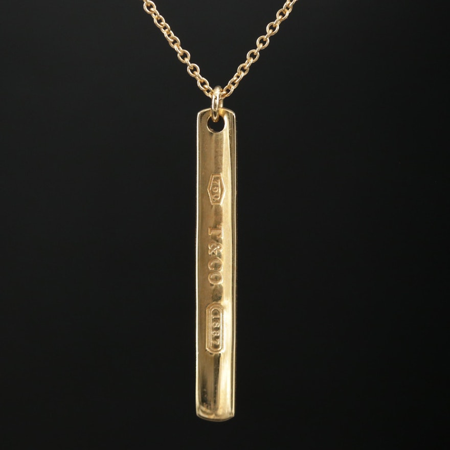 Tiffany & Co. 1837 Collection 18K Yellow Gold Bar Pendant Necklace