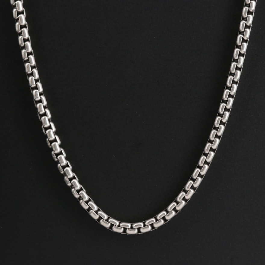 David Yurman Sterling Silver Box Chain Necklace with 14K Accent