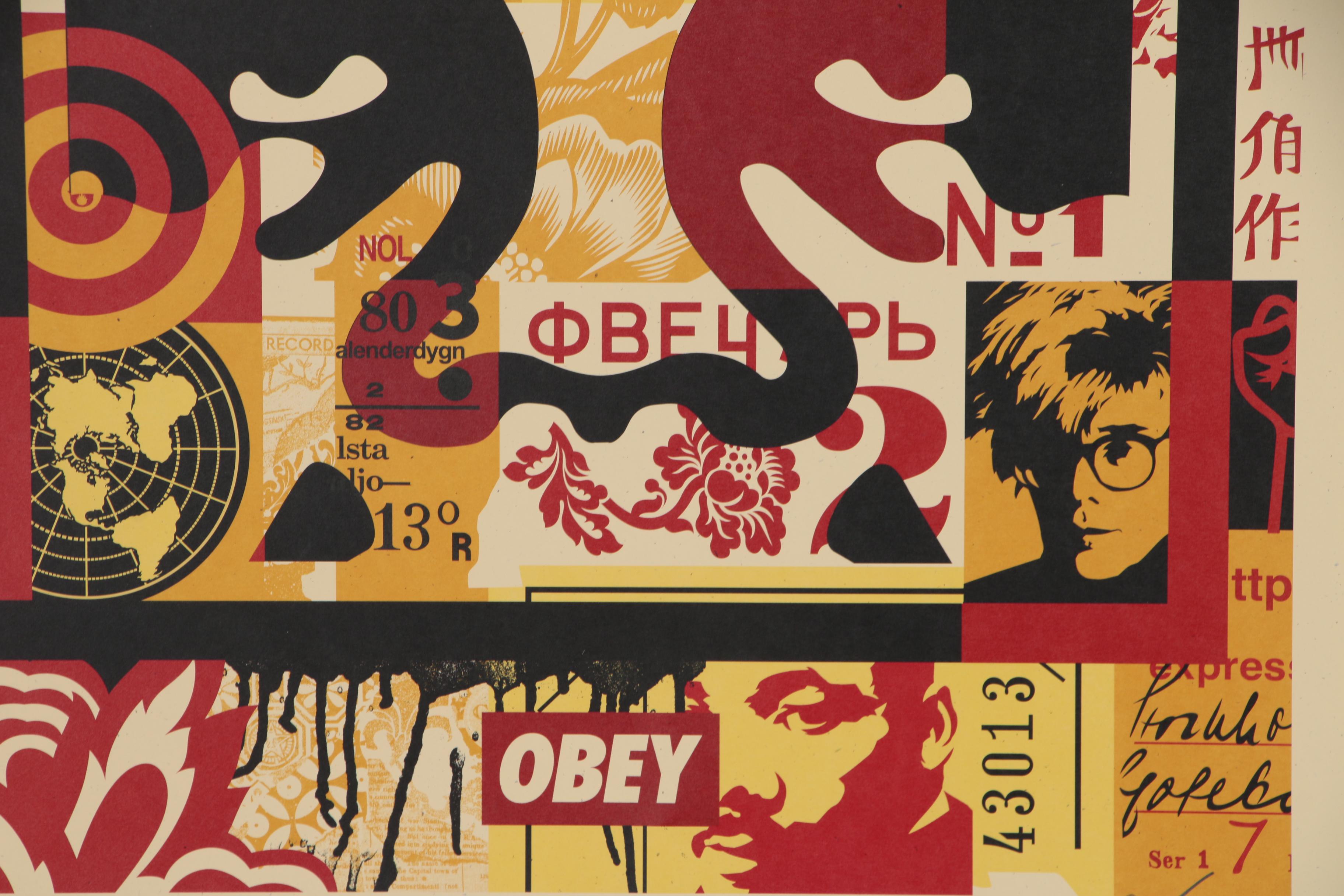 Shepard Fairey Offset Poster Triptych "OBEY 3-Face Collage", 2016