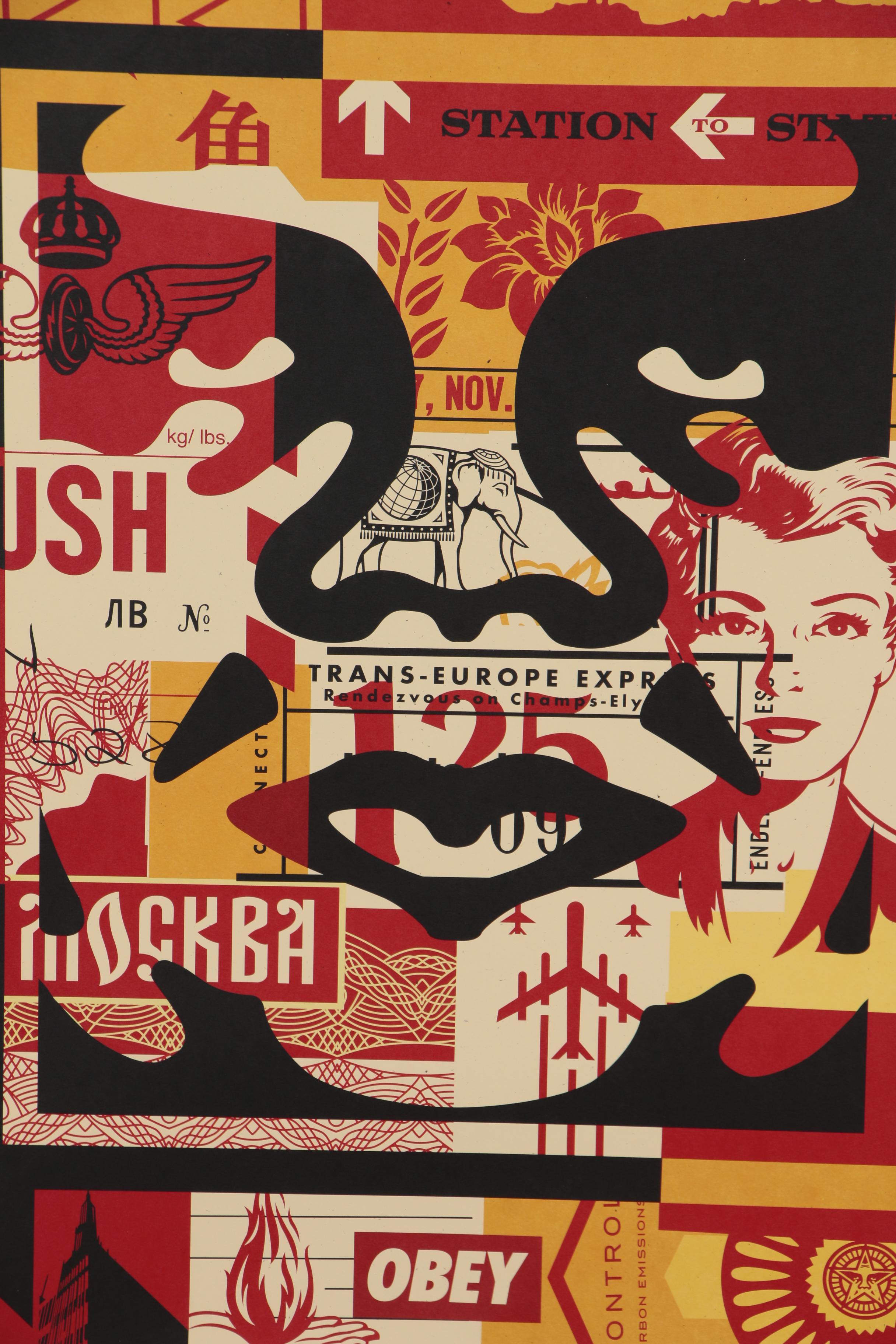 Shepard Fairey Offset Poster Triptych "OBEY 3-Face Collage", 2016
