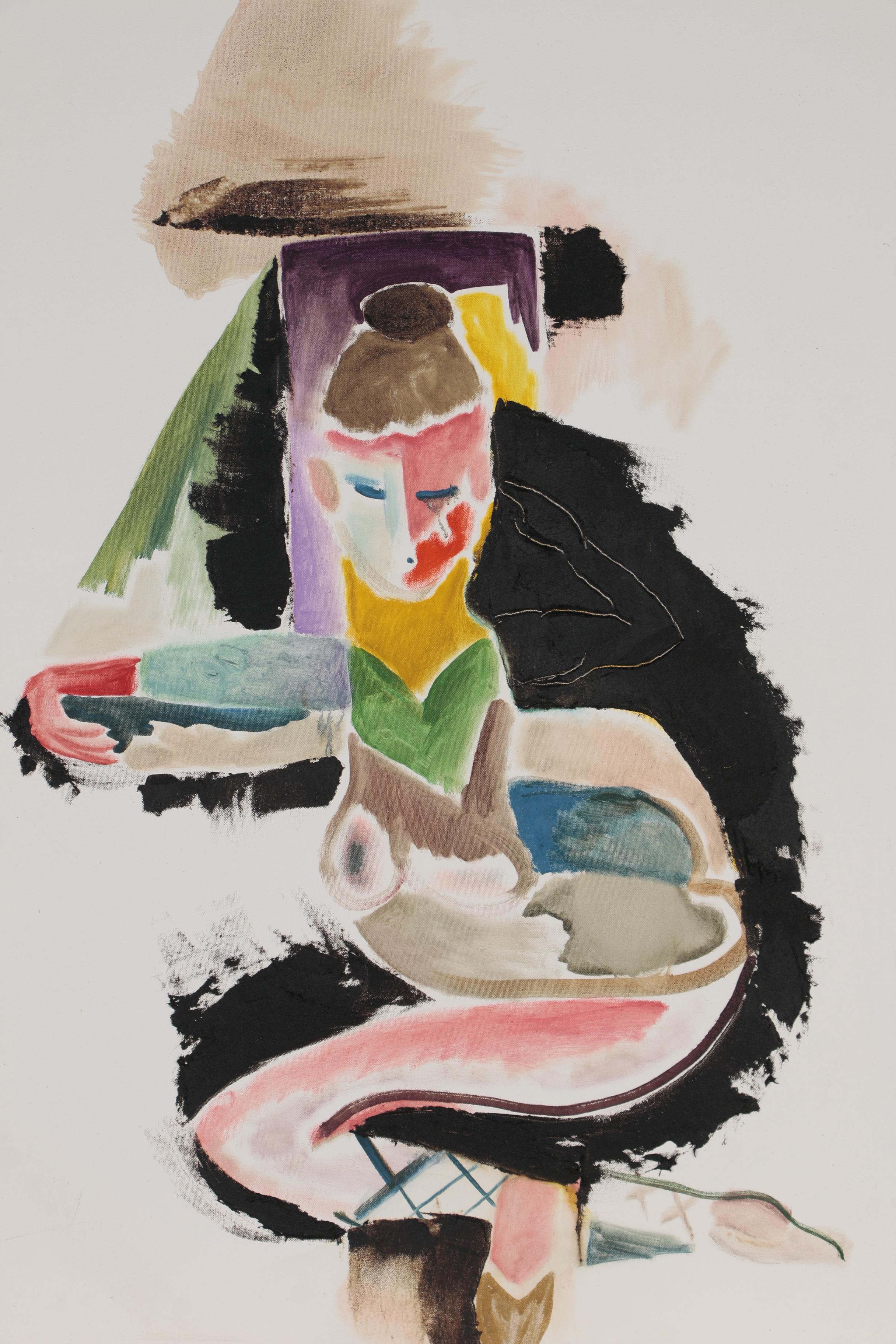 Philip the Transplant Monumental Mixed Media Painting with Tar "Cubist Dancer"