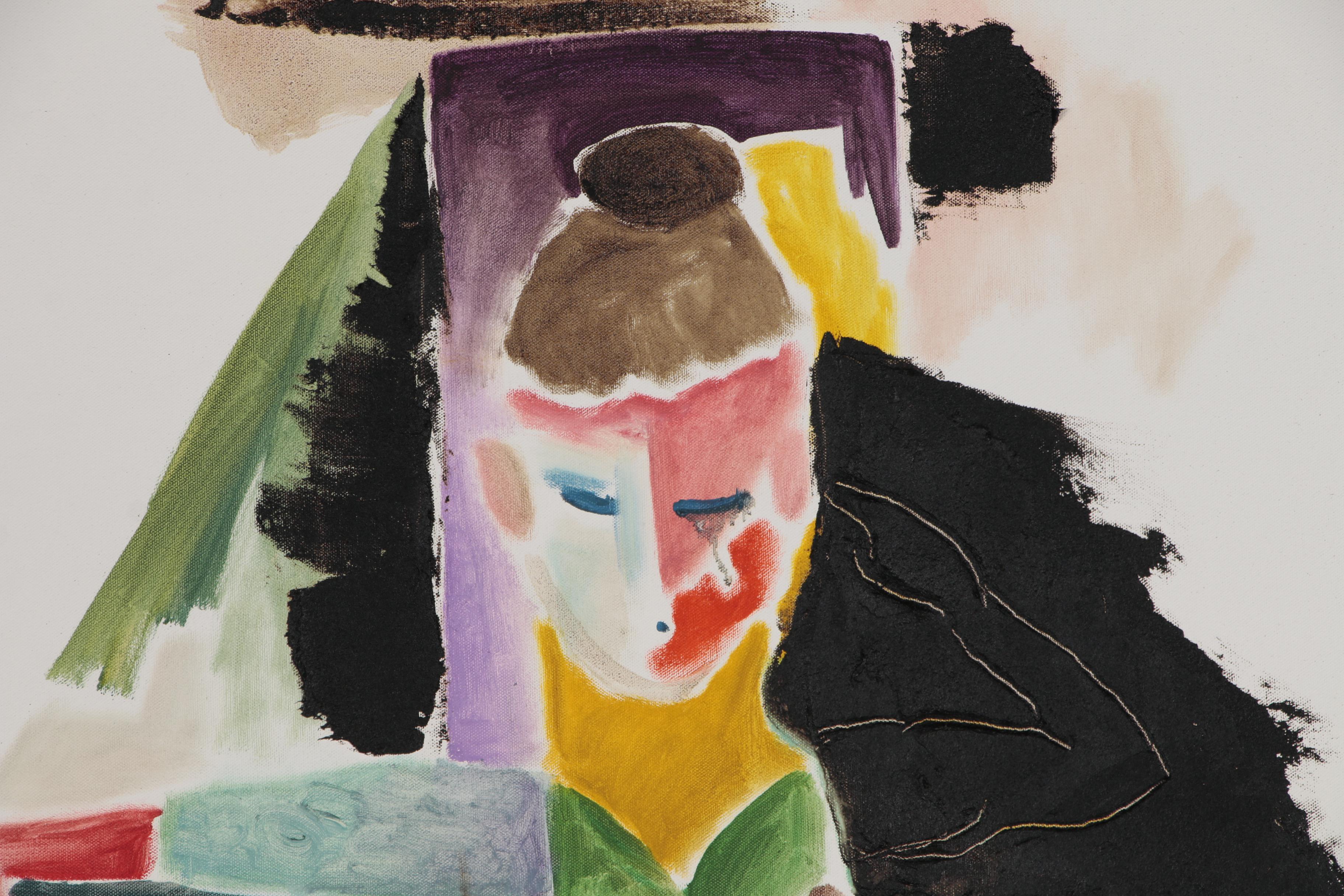 Philip the Transplant Monumental Mixed Media Painting with Tar "Cubist Dancer"