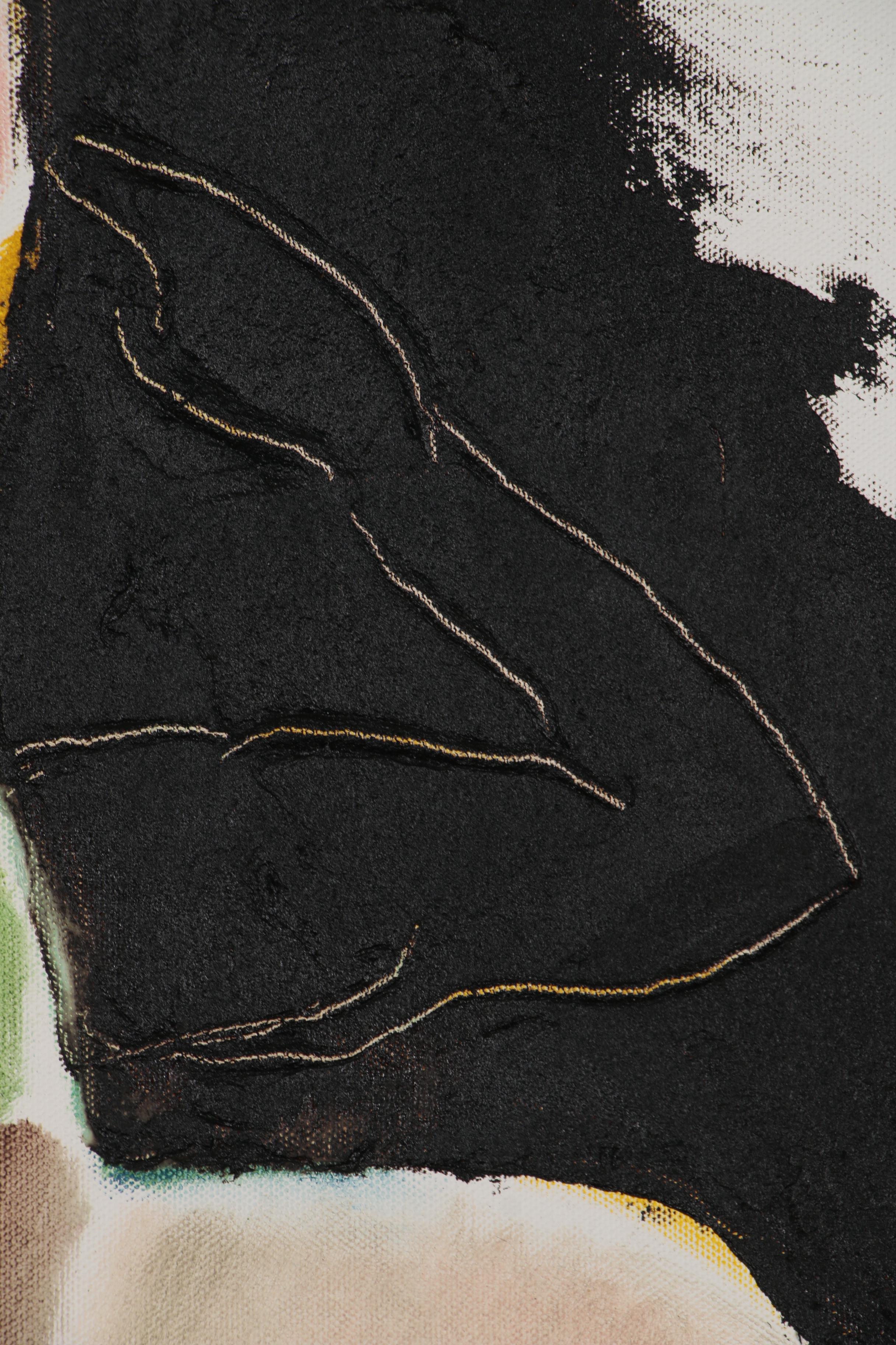 Philip the Transplant Monumental Mixed Media Painting with Tar "Cubist Dancer"