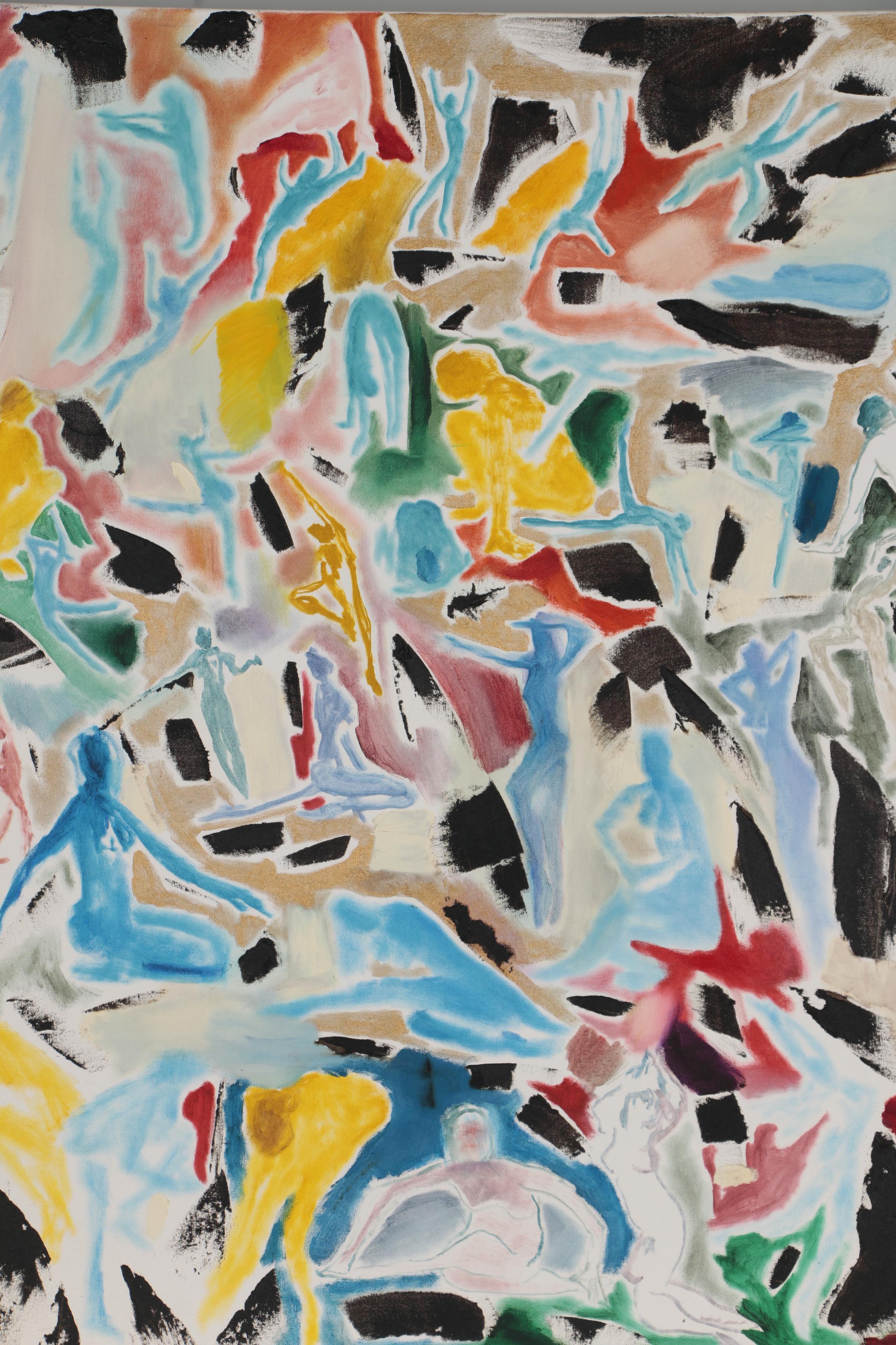 Philip the Transplant Monumental Mixed Media Painting with Tar "Pas de Deux"