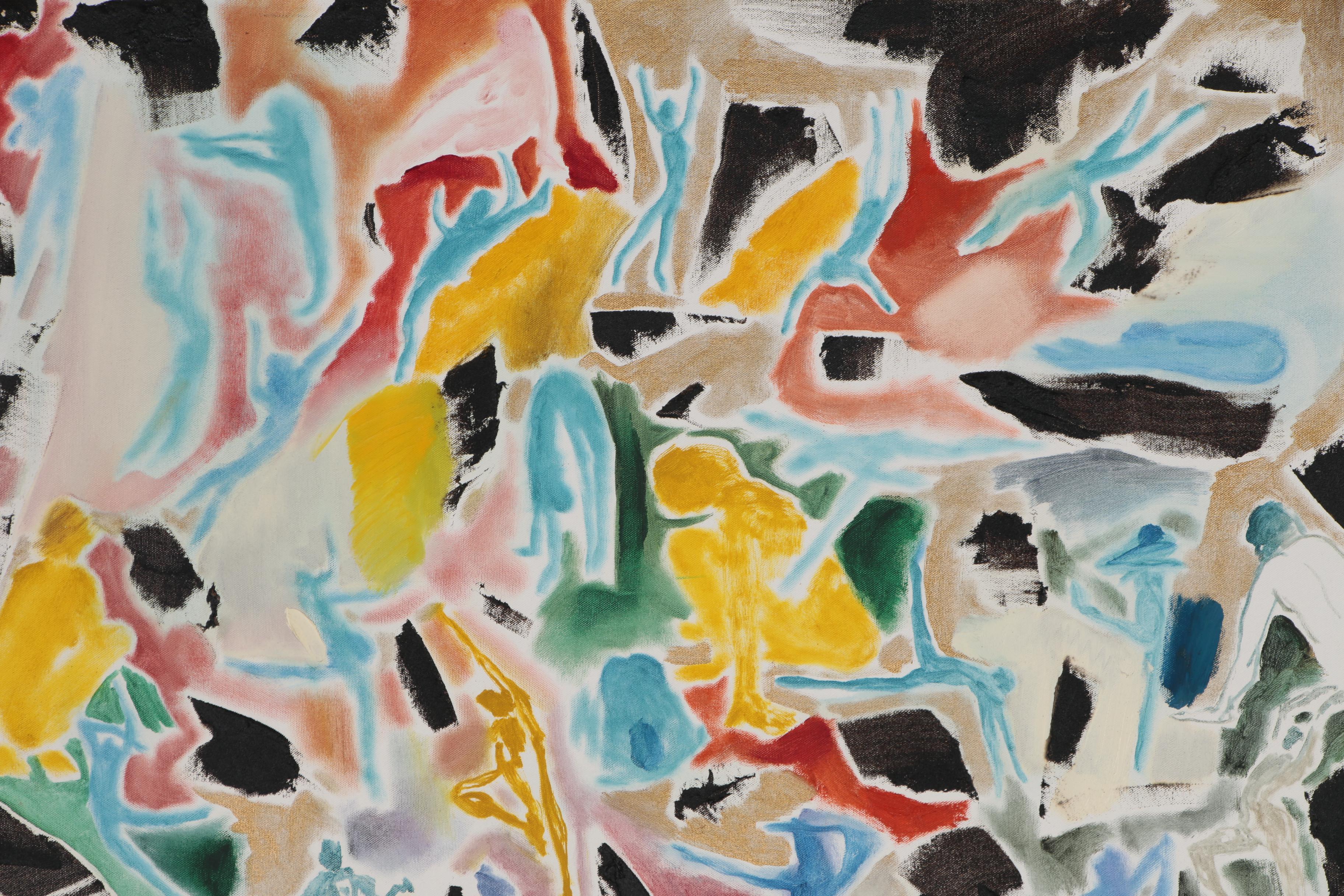 Philip the Transplant Monumental Mixed Media Painting with Tar "Pas de Deux"