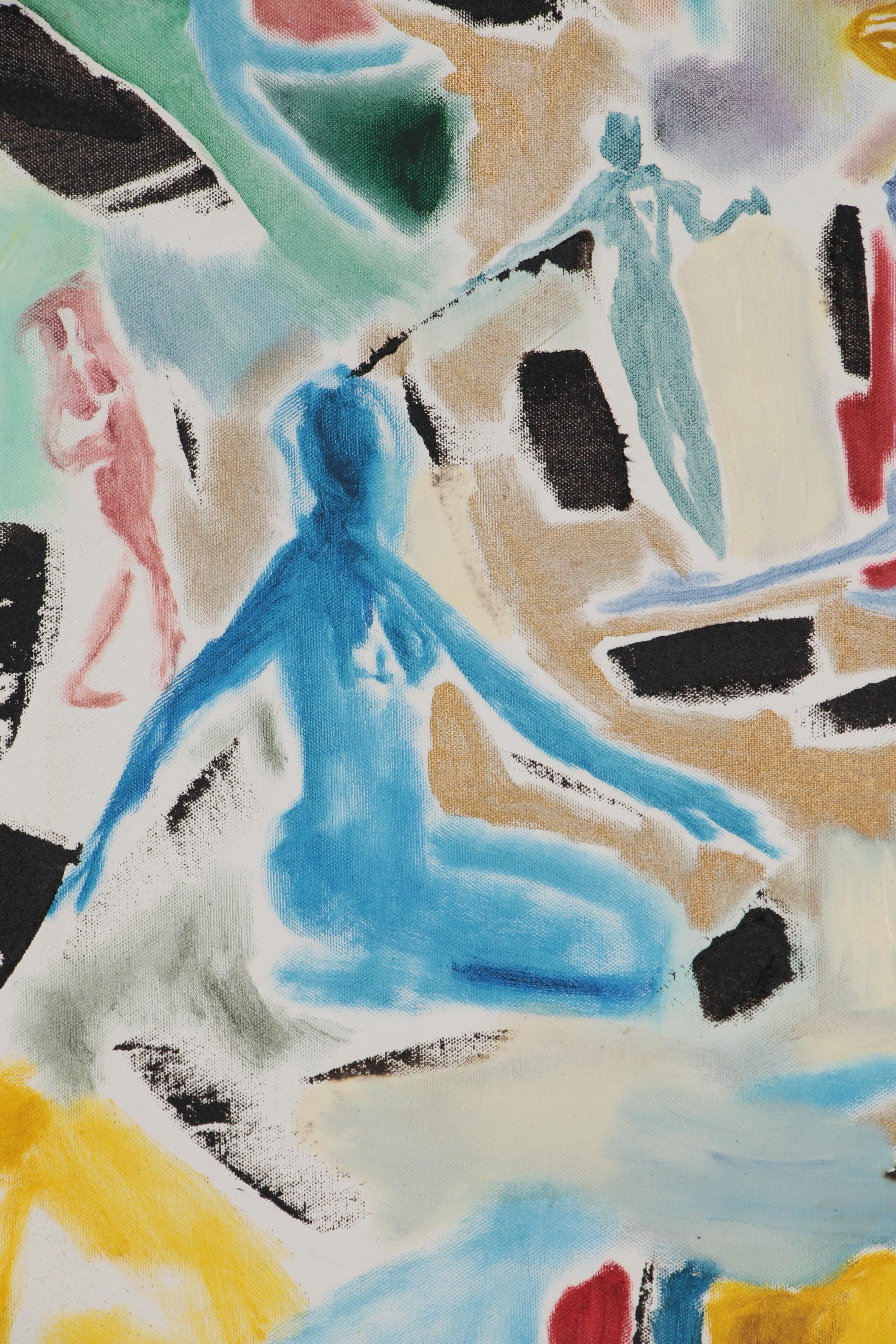 Philip the Transplant Monumental Mixed Media Painting with Tar "Pas de Deux"