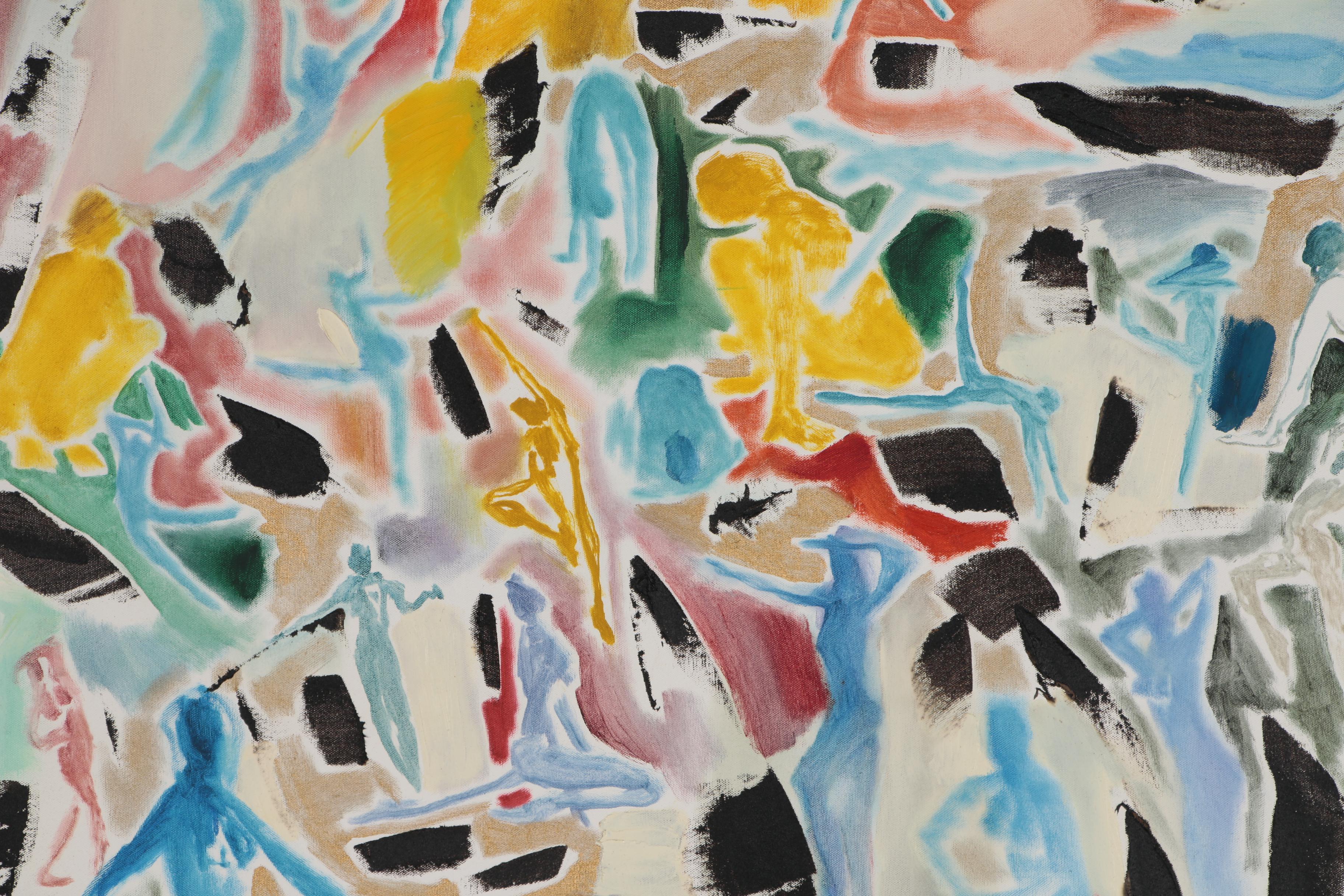 Philip the Transplant Monumental Mixed Media Painting with Tar "Pas de Deux"