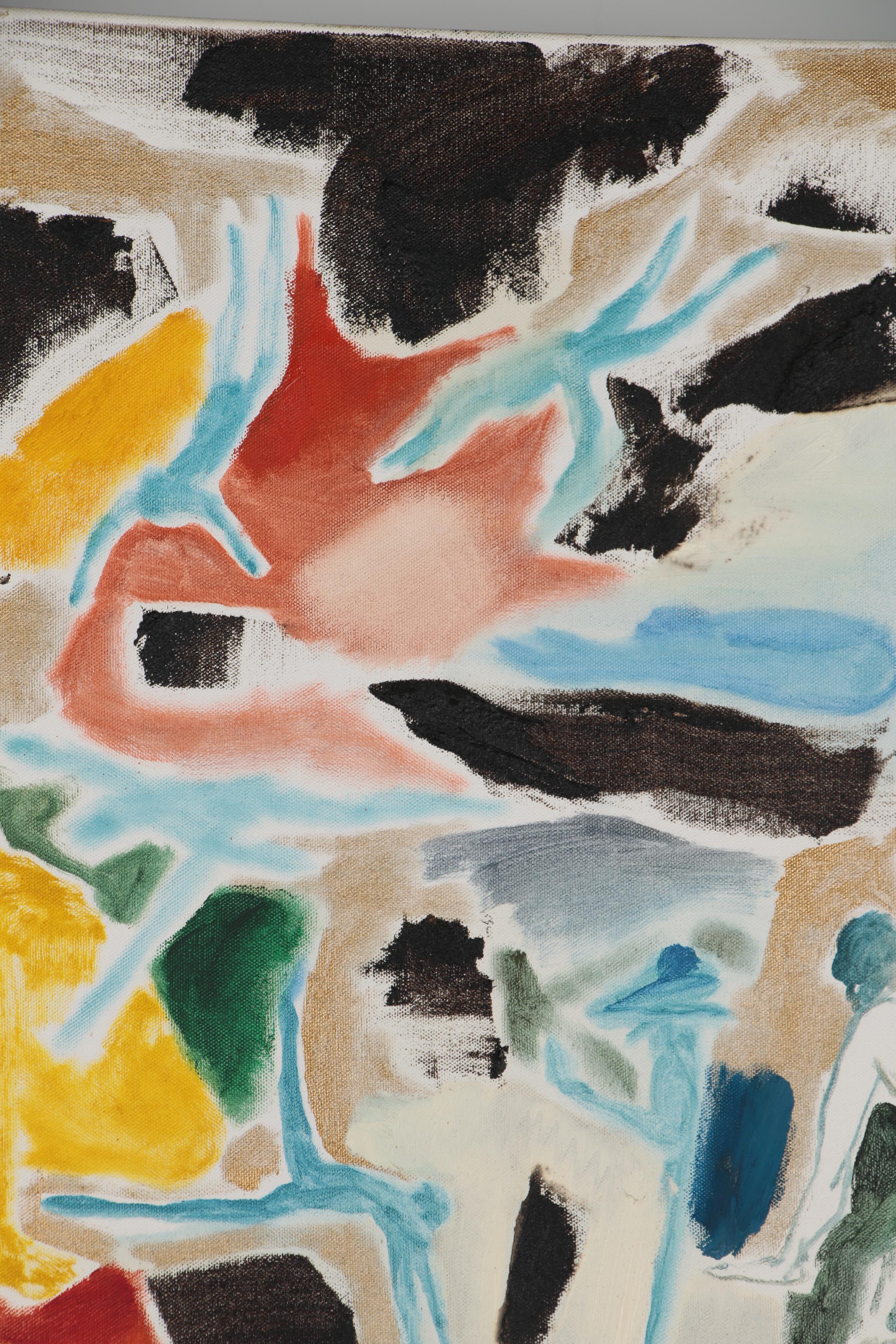 Philip the Transplant Monumental Mixed Media Painting with Tar "Pas de Deux"