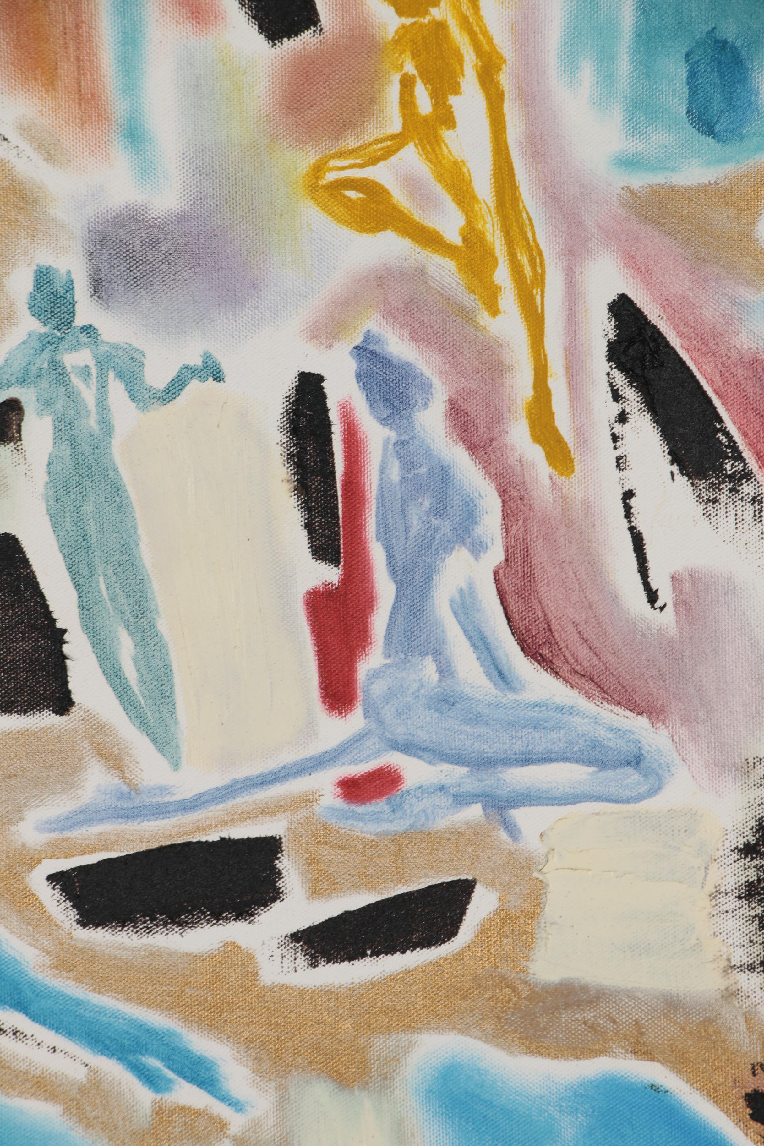 Philip the Transplant Monumental Mixed Media Painting with Tar "Pas de Deux"