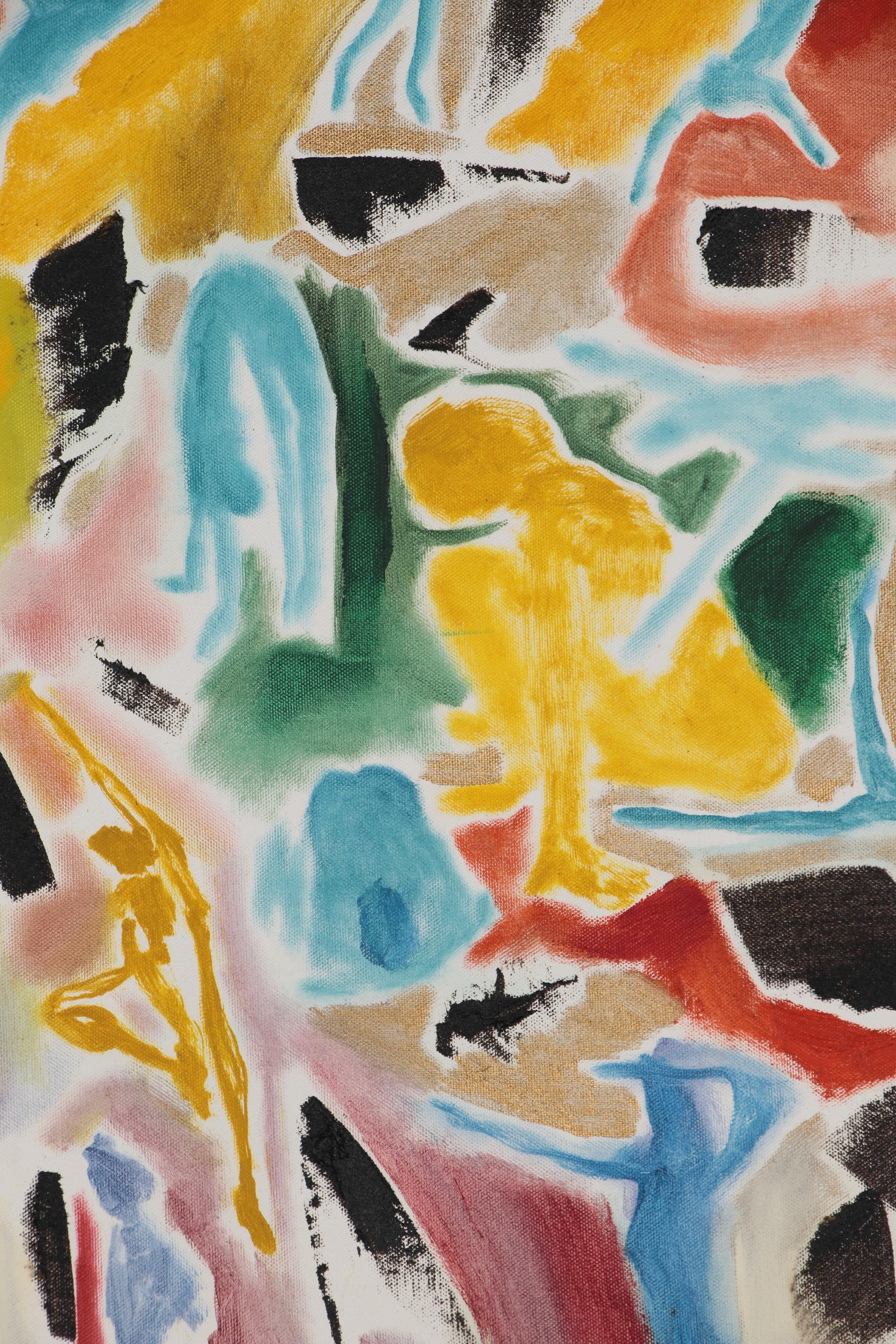 Philip the Transplant Monumental Mixed Media Painting with Tar "Pas de Deux"