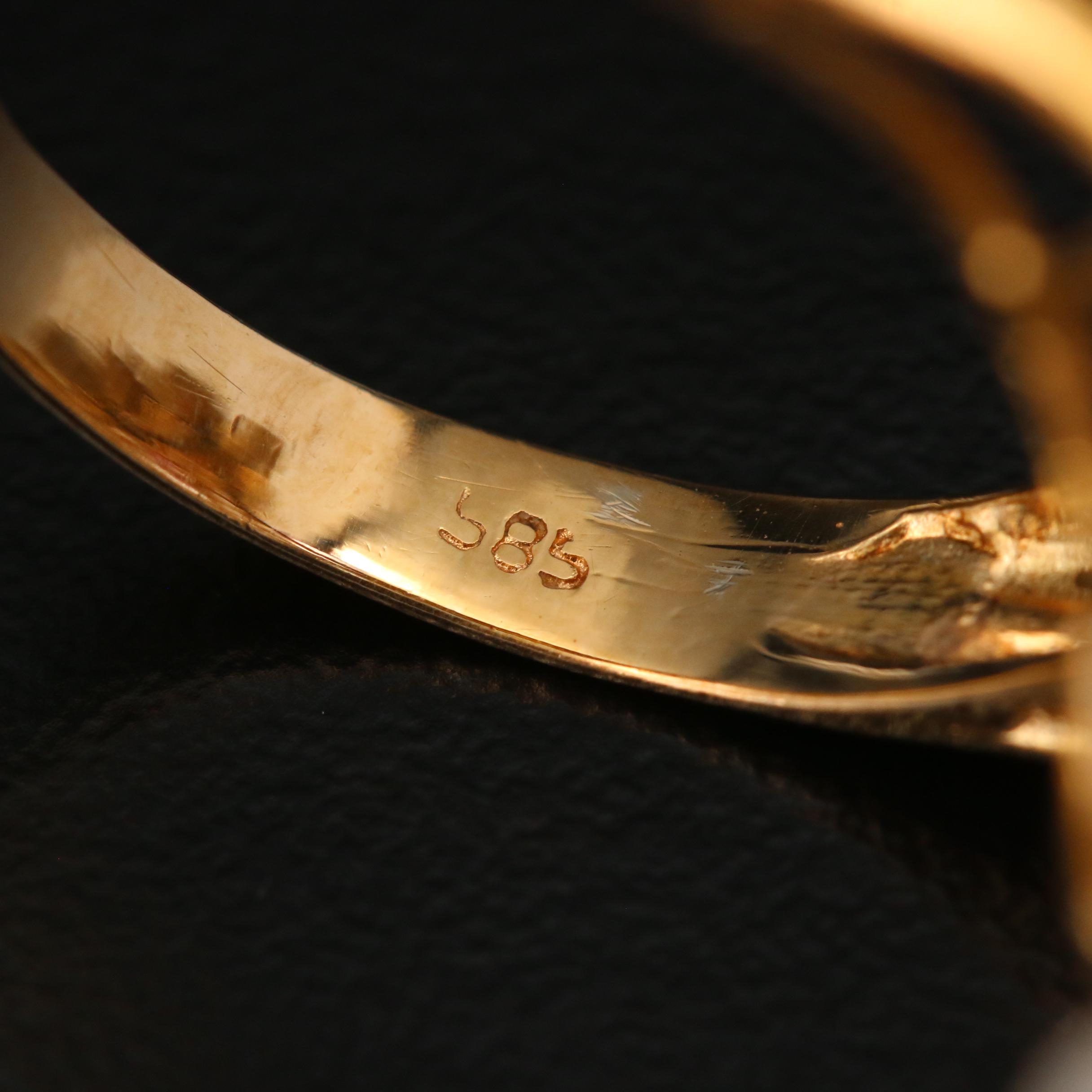 14K Yellow Gold Ruby, Diamond and Pearl Egg Cluster Ring