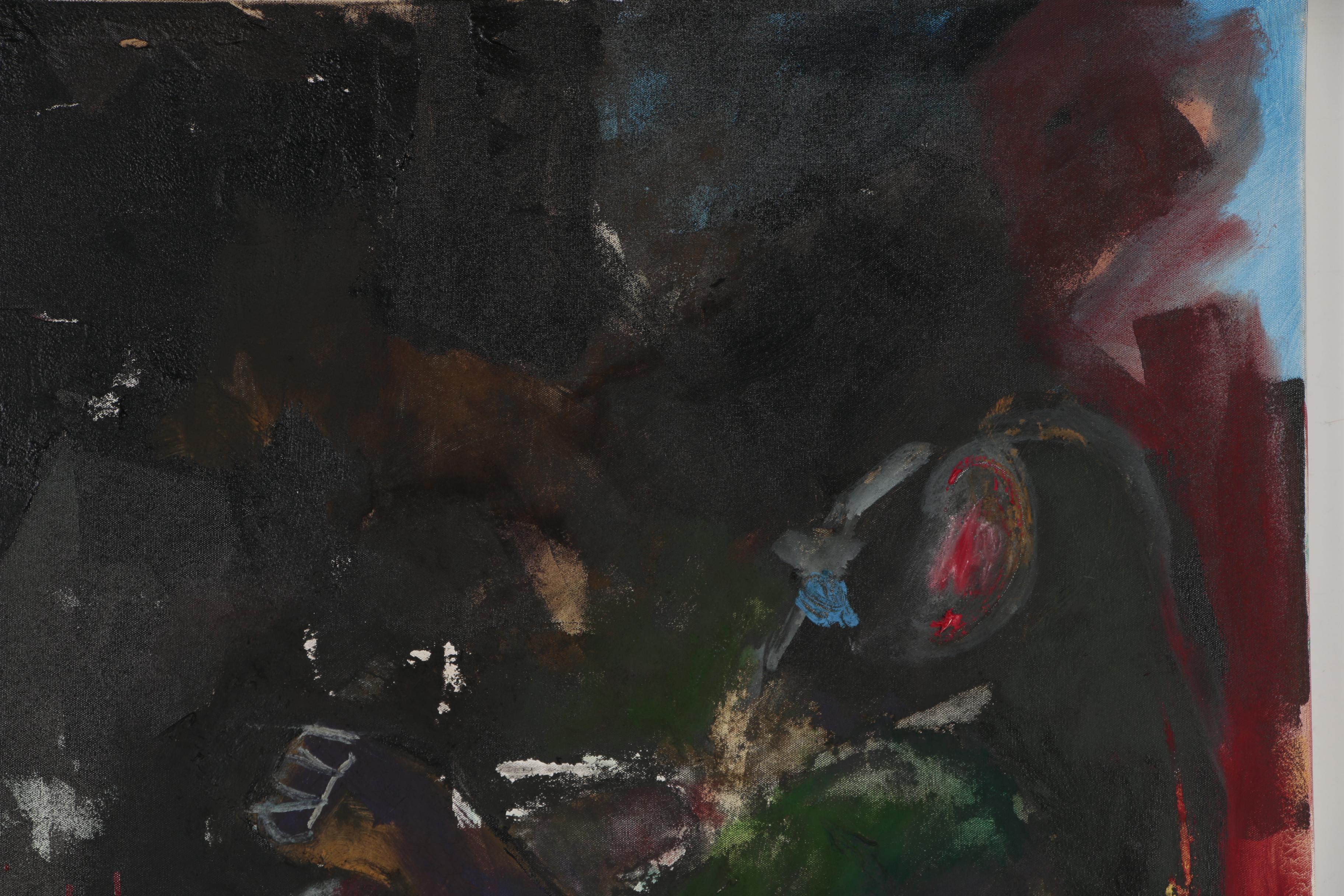 Philip the Transplant Monumental Mixed Media Painting with Tar "Bonobo Love"