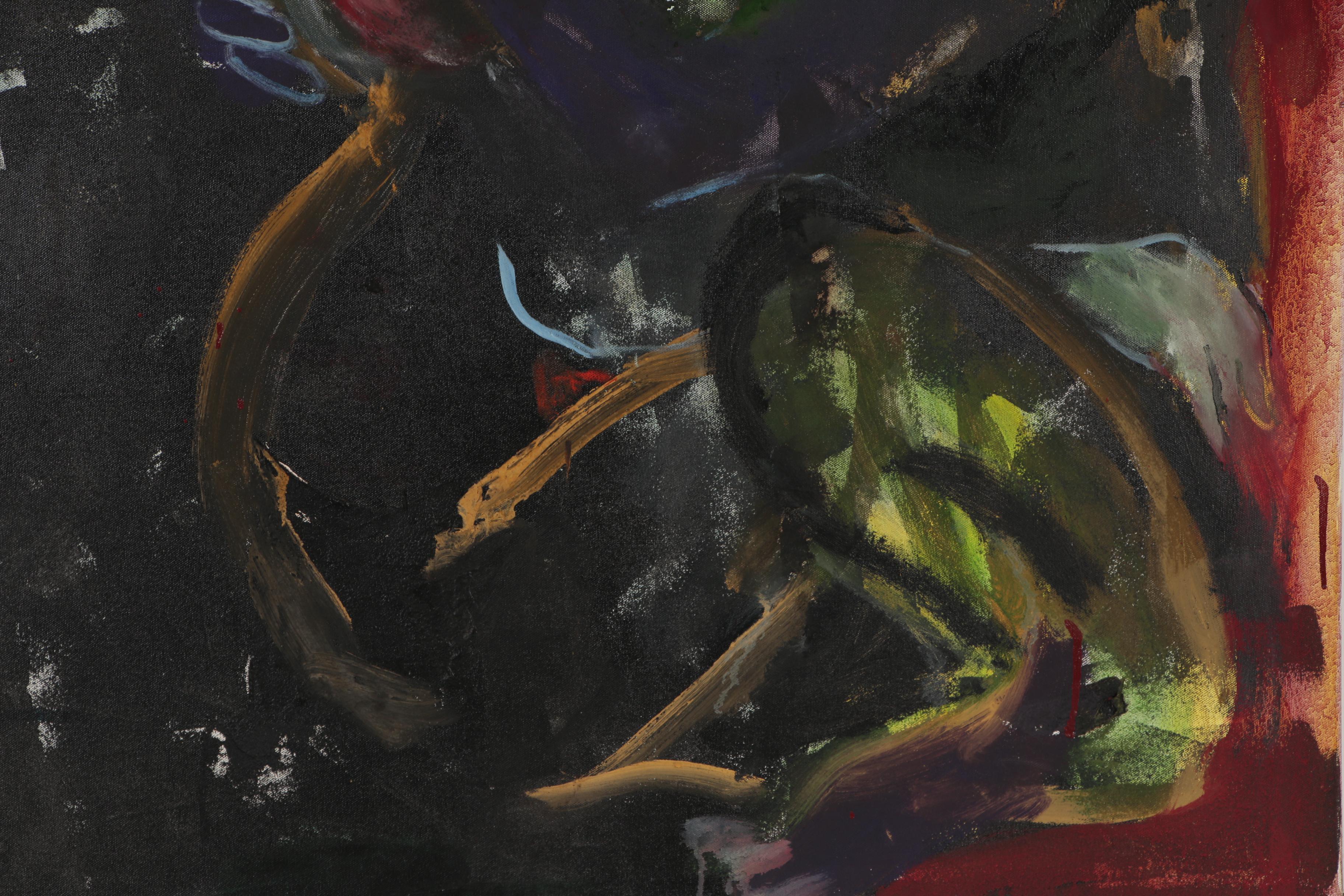 Philip the Transplant Monumental Mixed Media Painting with Tar "Bonobo Love"