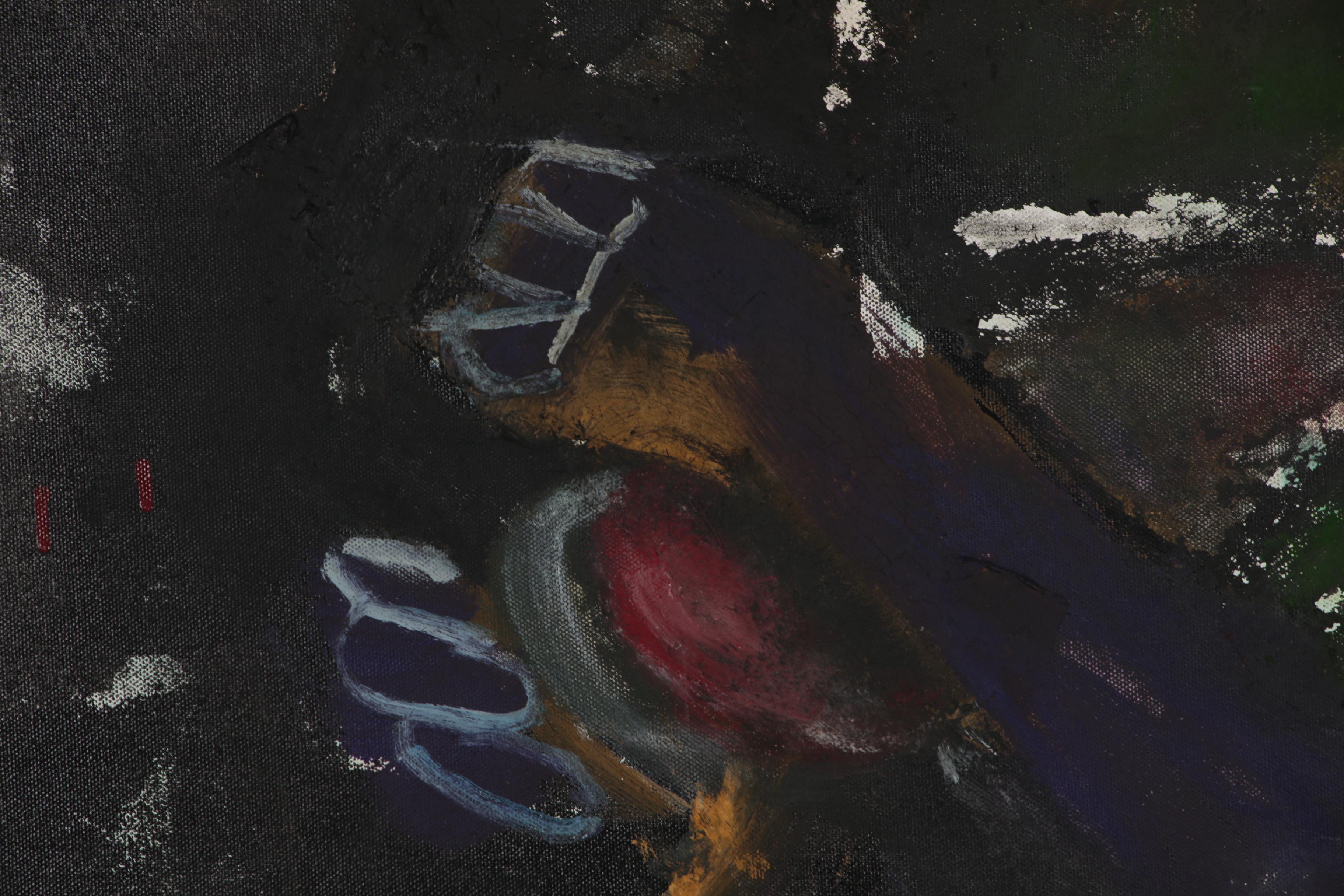 Philip the Transplant Monumental Mixed Media Painting with Tar "Bonobo Love"