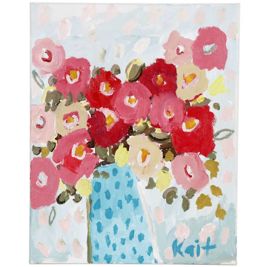 Kait Roberts Floral Acrylic Painting "How Did I Get So Lucky?"