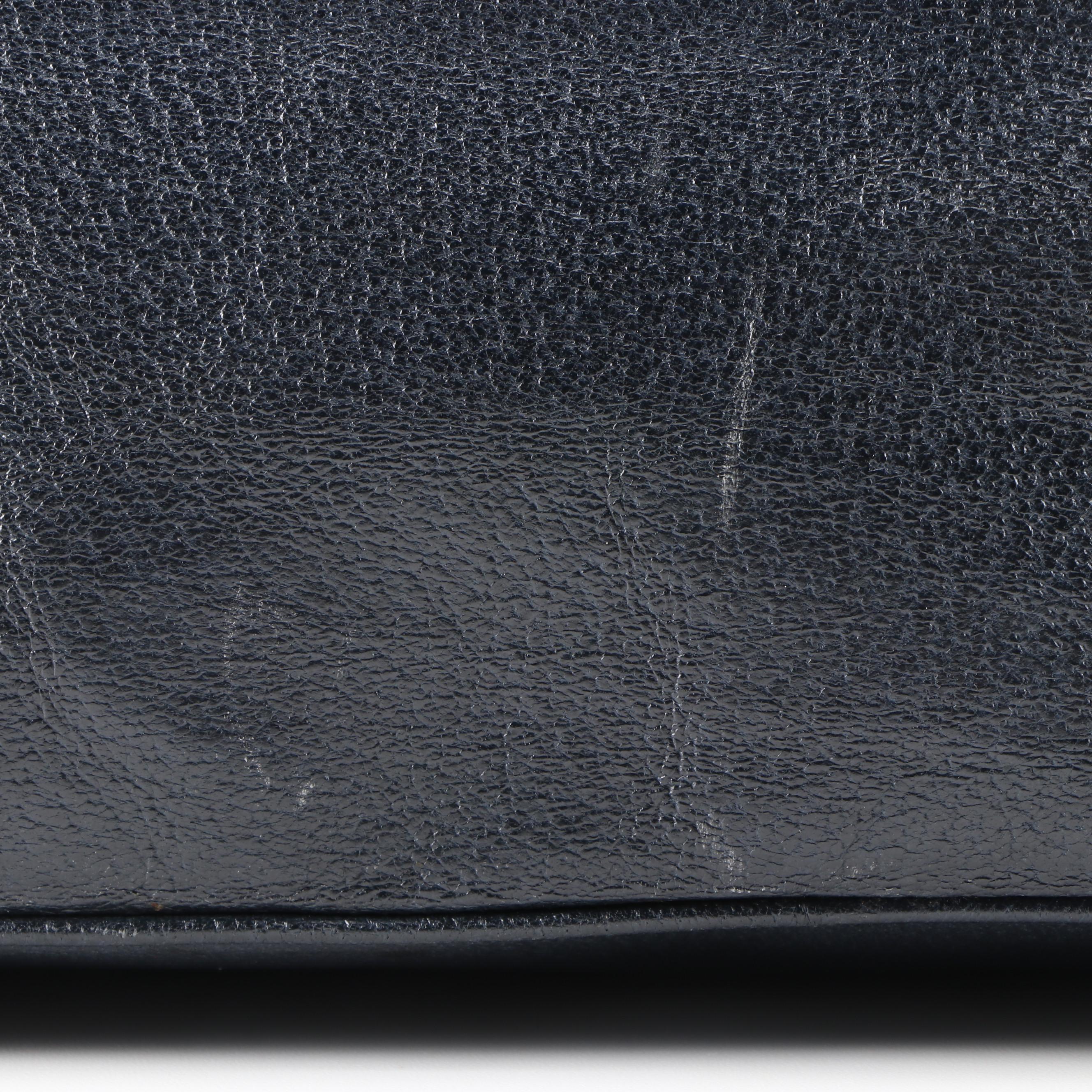 Prada Deep Navy Blue Textured Leather Carry-On