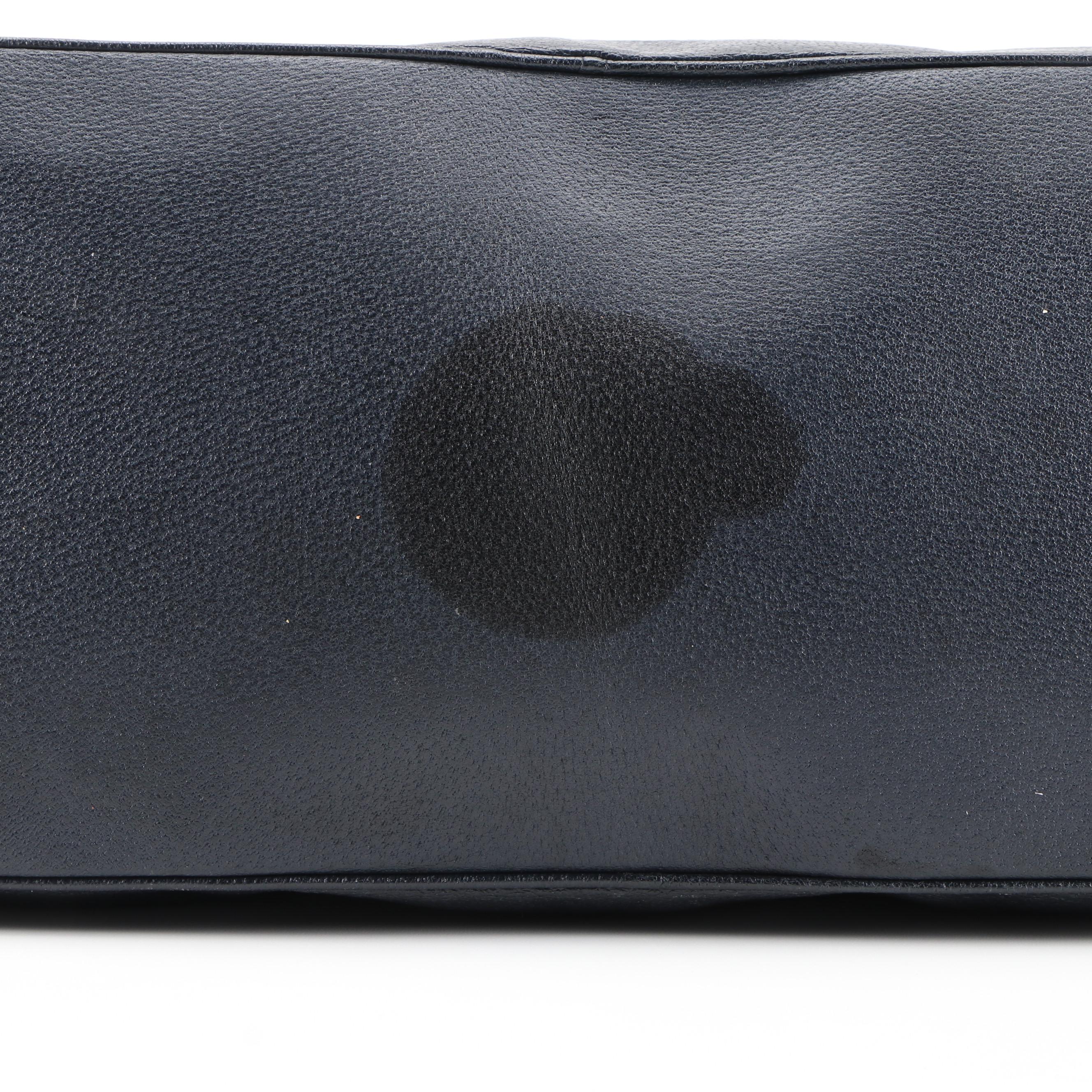 Prada Deep Navy Blue Textured Leather Carry-On