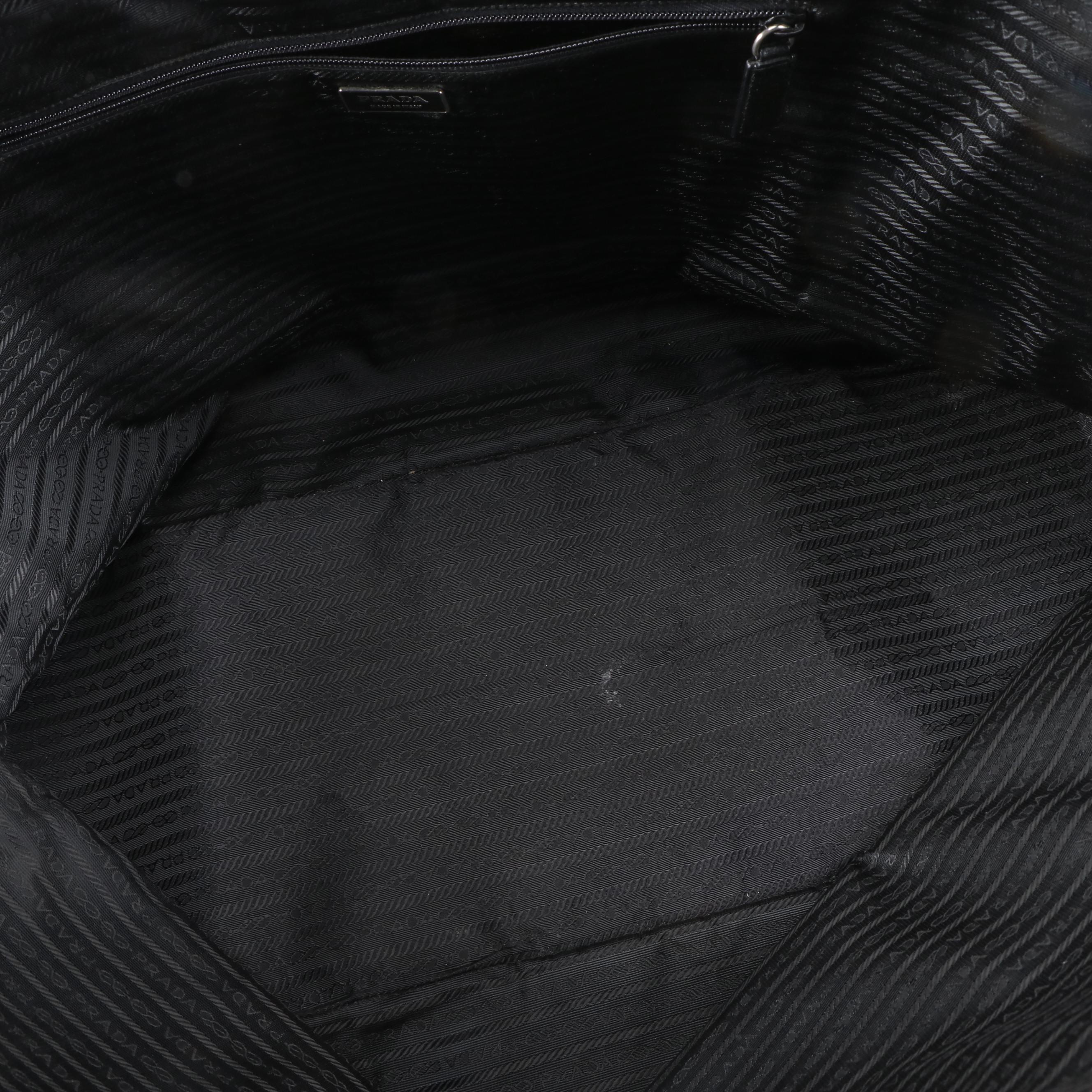 Prada Deep Navy Blue Textured Leather Carry-On