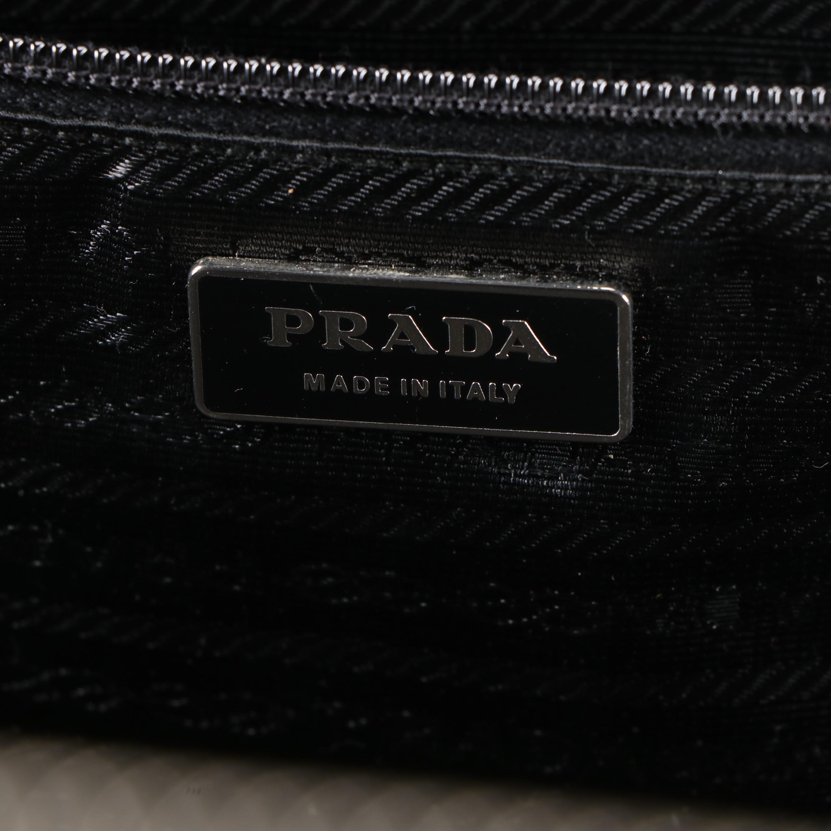 Prada Deep Navy Blue Textured Leather Carry-On