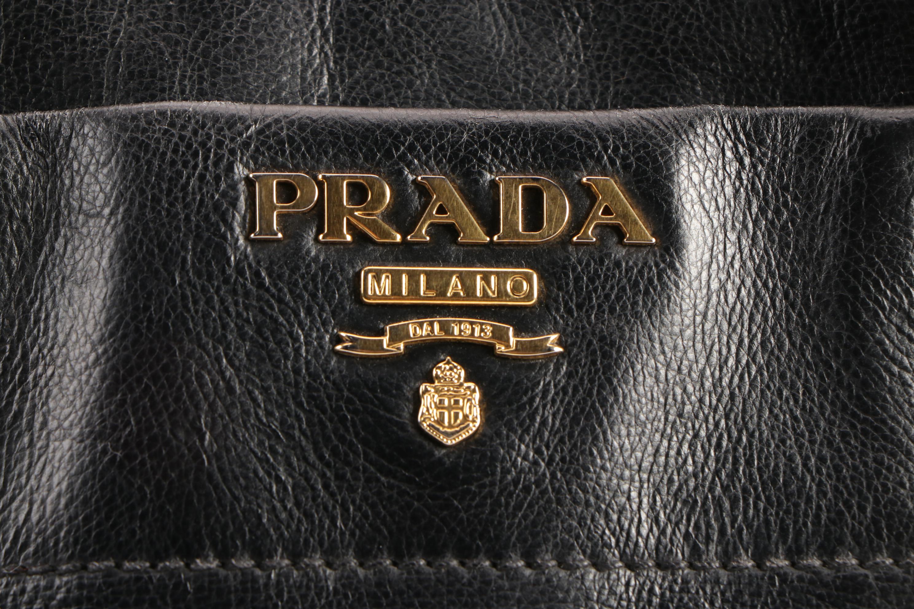 Prada Black Grained Leather Briefcase