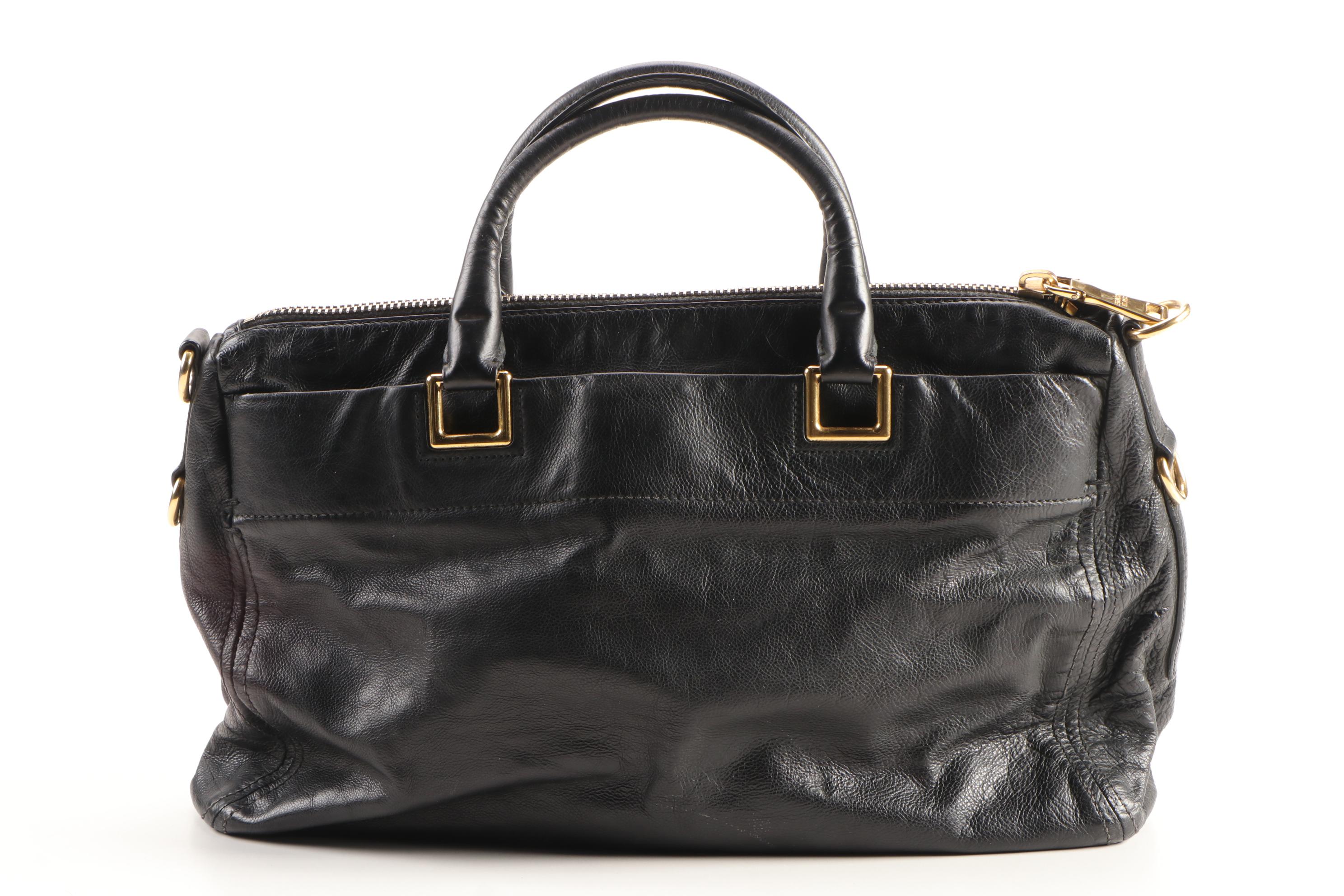 Prada Black Grained Leather Briefcase
