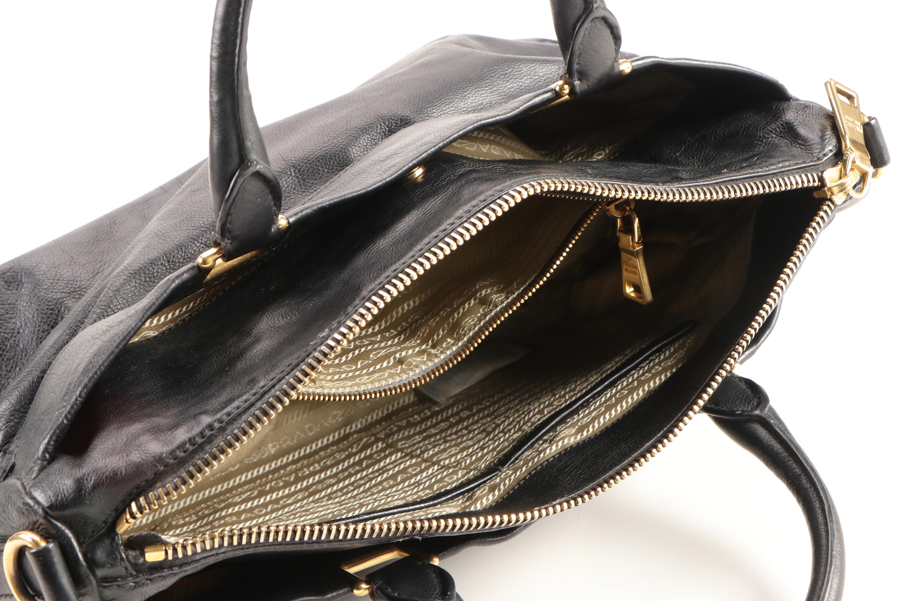 Prada Black Grained Leather Briefcase