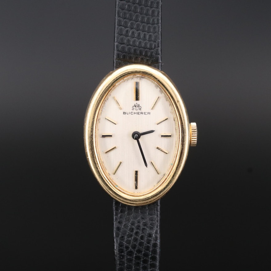 Vintage Bucherer 18K Gold Stem Wind Wristwatch