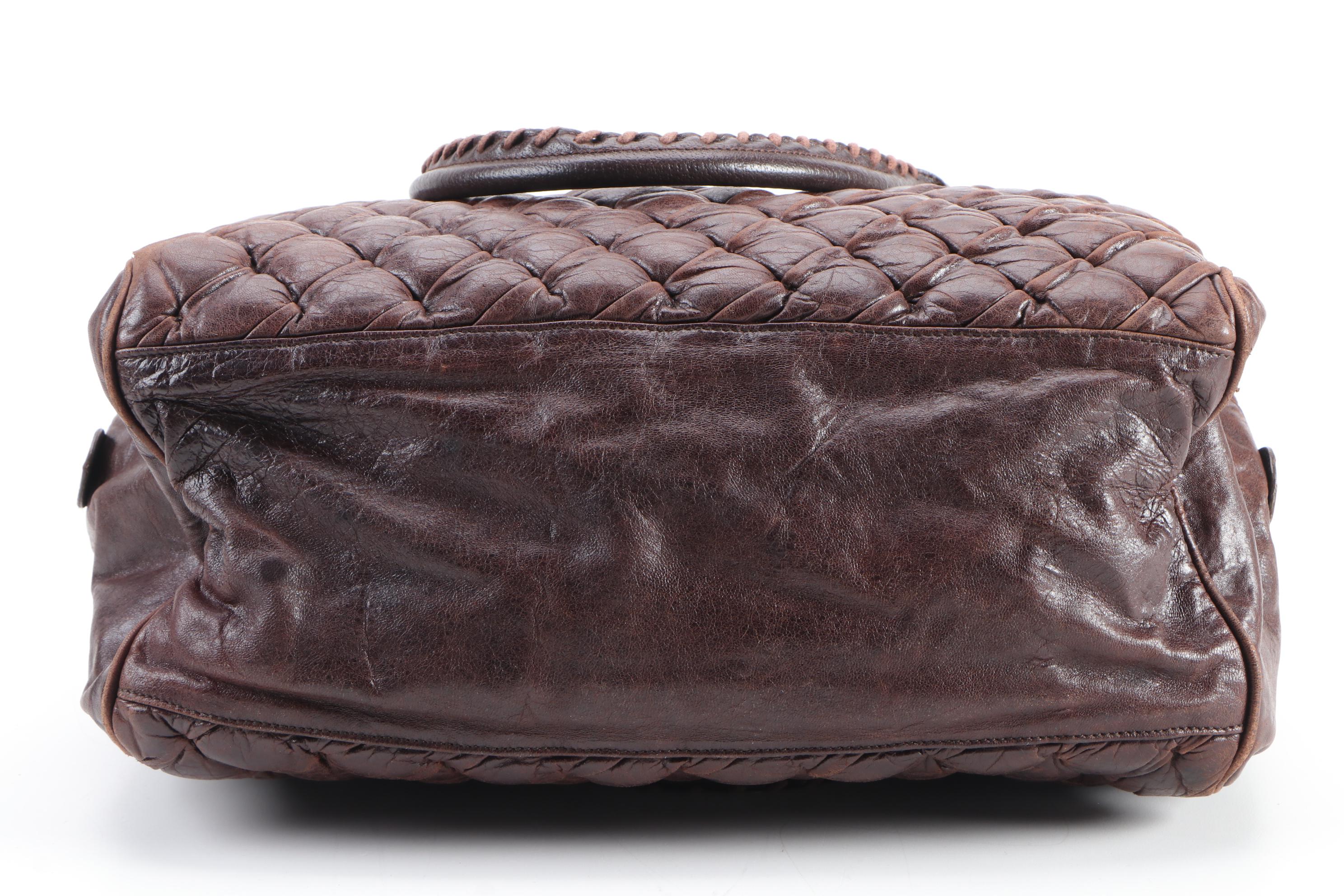 Balenciaga Padded Brown Leather Tote with Whipstitch Handles