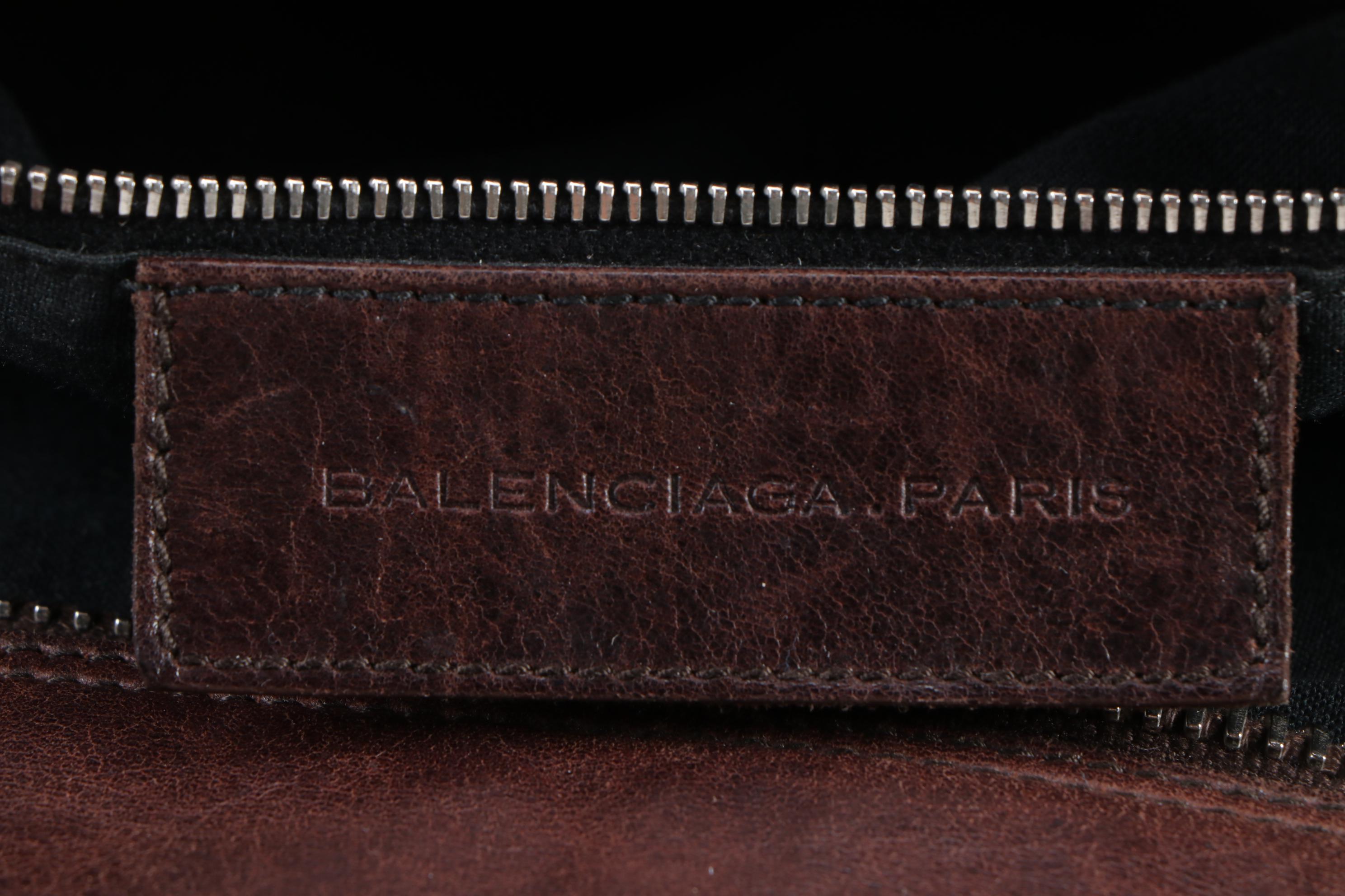 Balenciaga Padded Brown Leather Tote with Whipstitch Handles