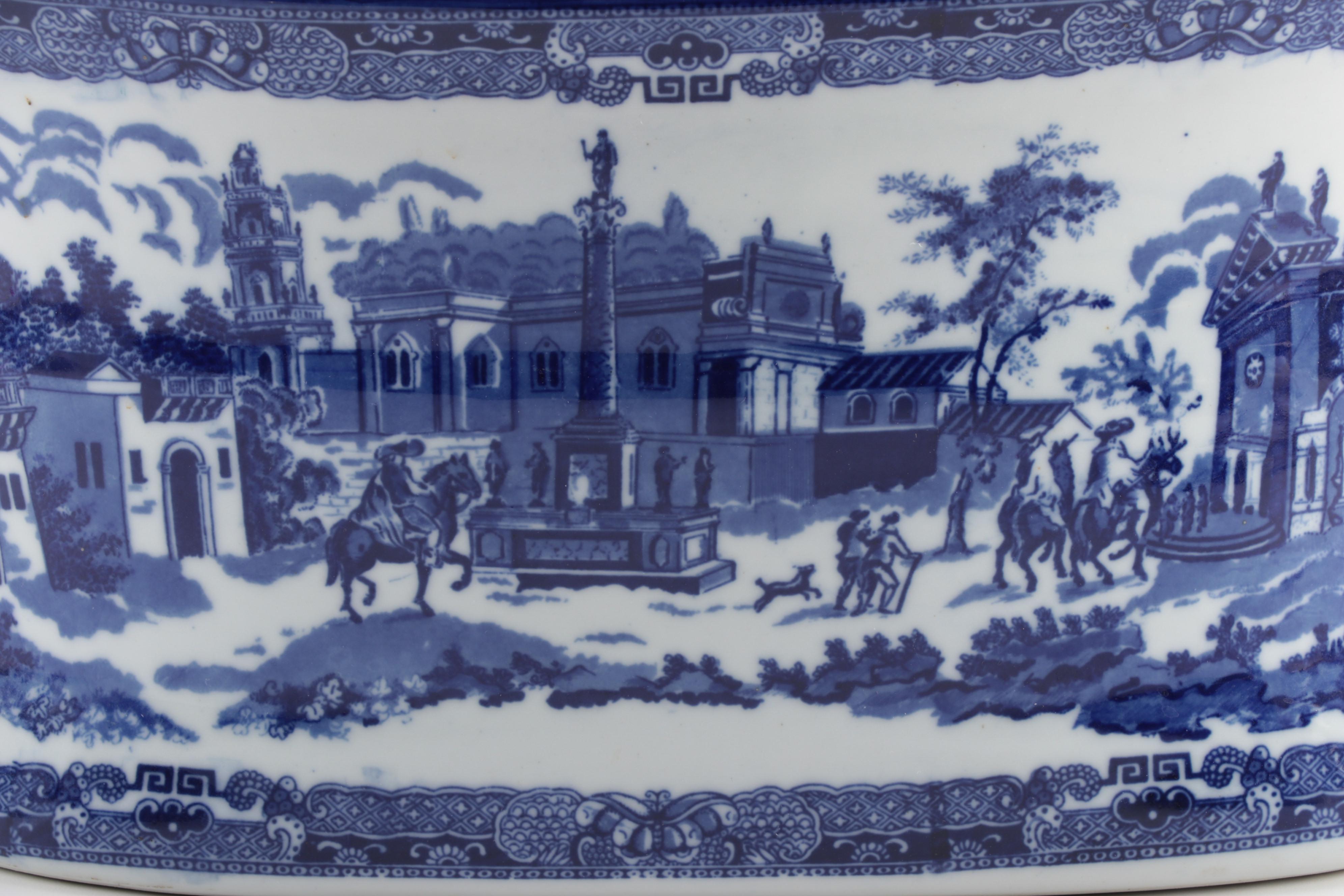 Victoria Ware Blue and White Transfer Printed Ironstone Jardiniere/Footbath