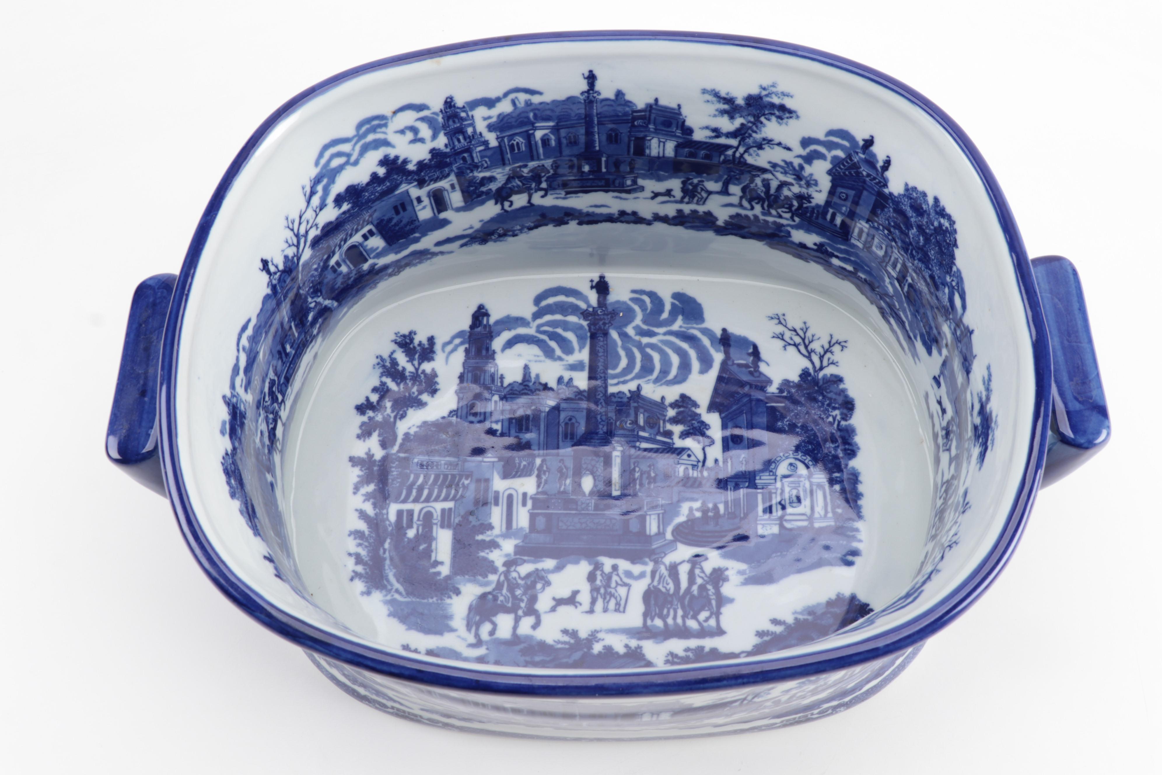 Victoria Ware Blue and White Transfer Printed Ironstone Jardiniere/Footbath