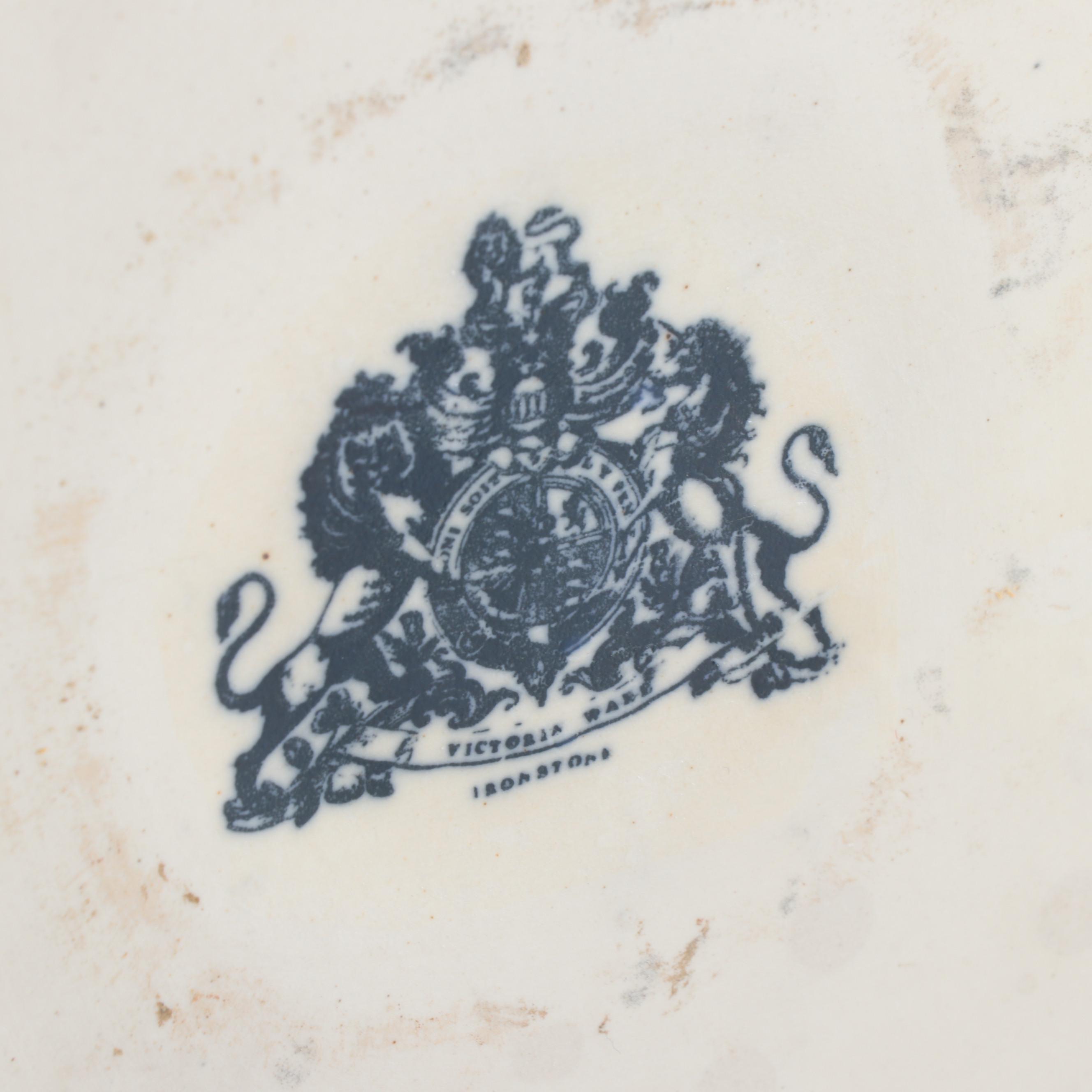 Victoria Ware Blue and White Transfer Printed Ironstone Jardiniere/Footbath