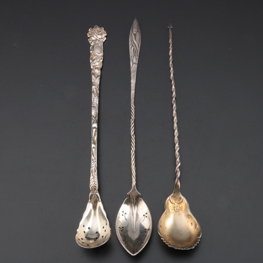 American Sterling Silver Olive Spoons Including Towle and Alvin