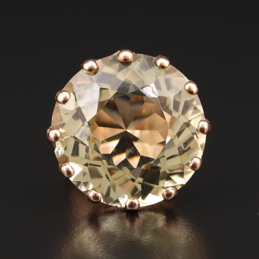 14K Yellow Gold 64.00 CT Citrine Statement Ring